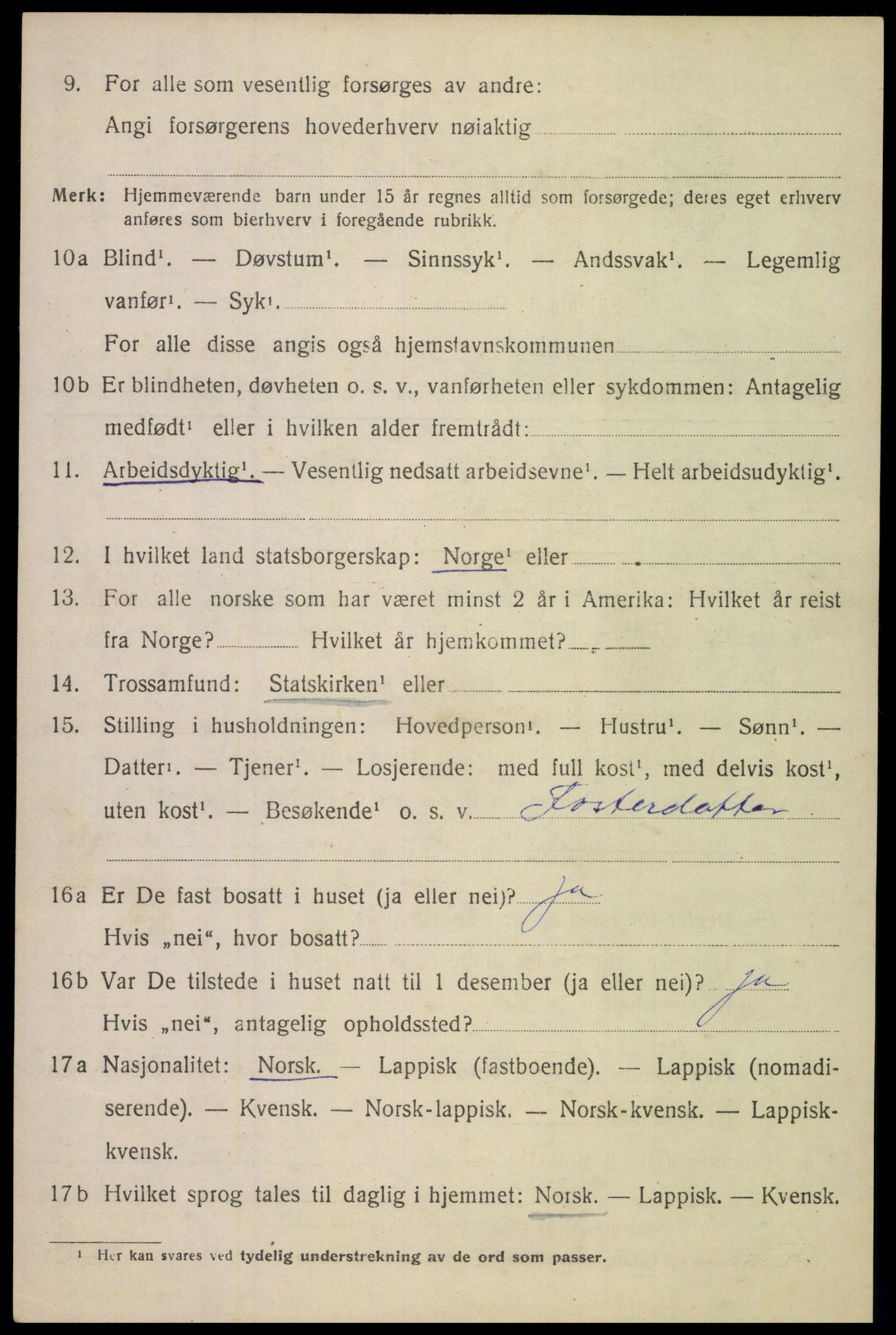 SAT, 1920 census for Lødingen, 1920, p. 1606