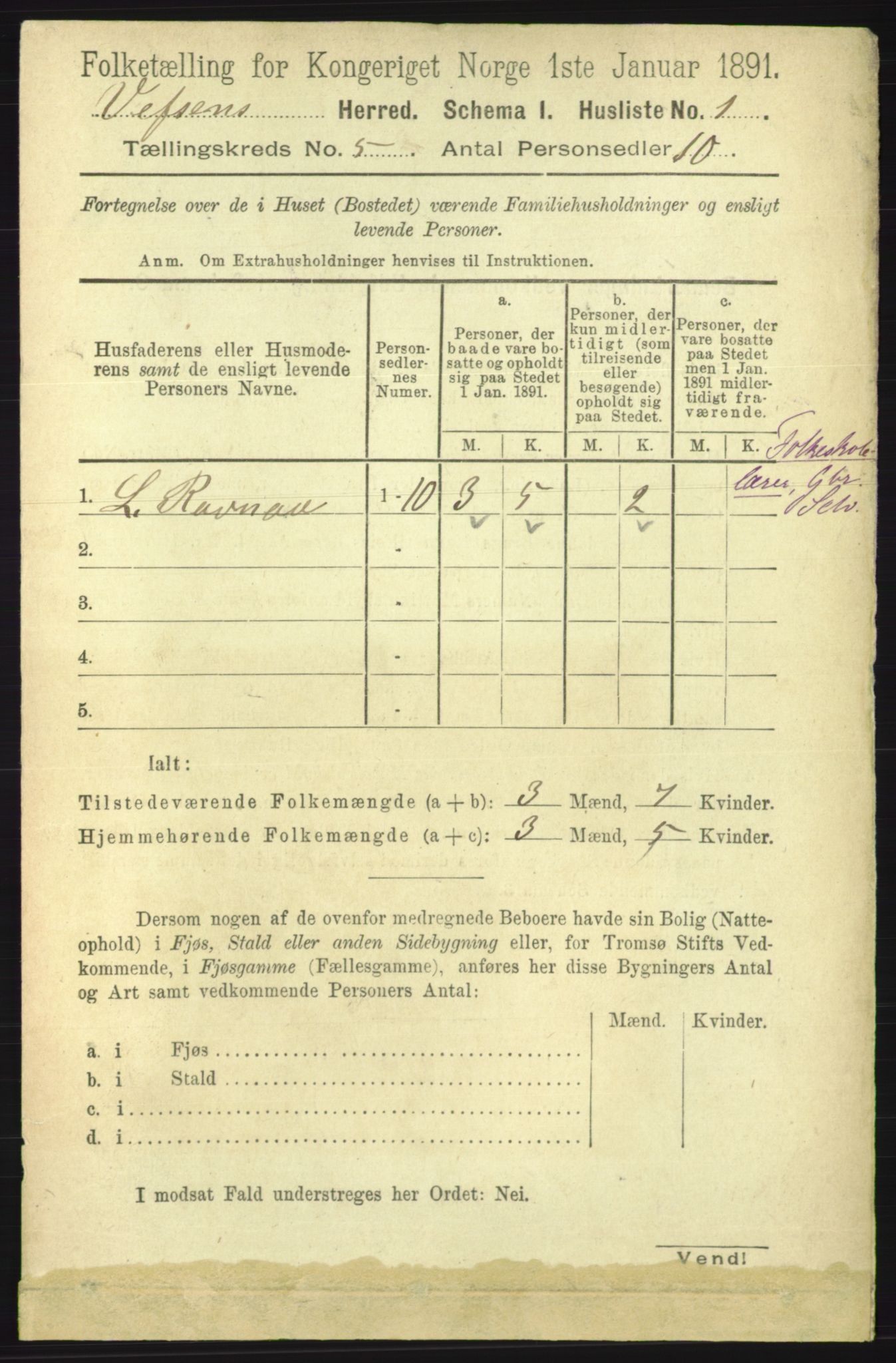 RA, 1891 census for 1824 Vefsn, 1891, p. 2002