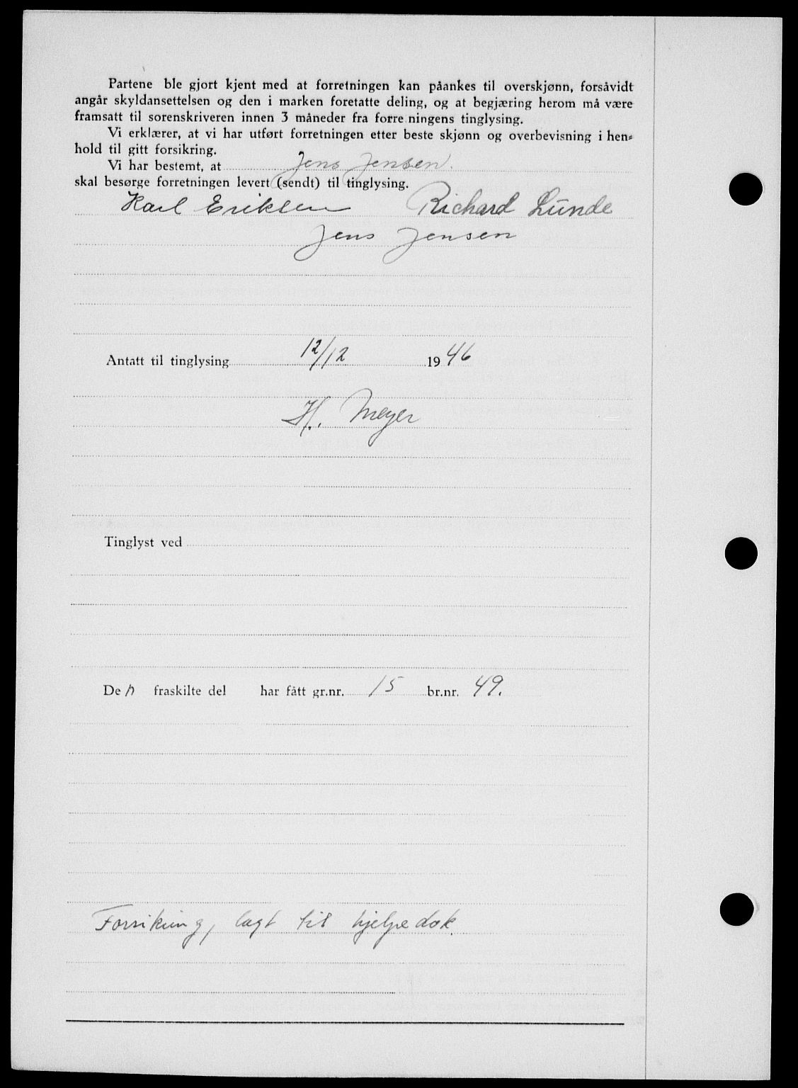 Onsøy sorenskriveri, SAO/A-10474/G/Ga/Gab/L0018: Mortgage book no. II A-18, 1946-1947, Diary no: : 3205/1946