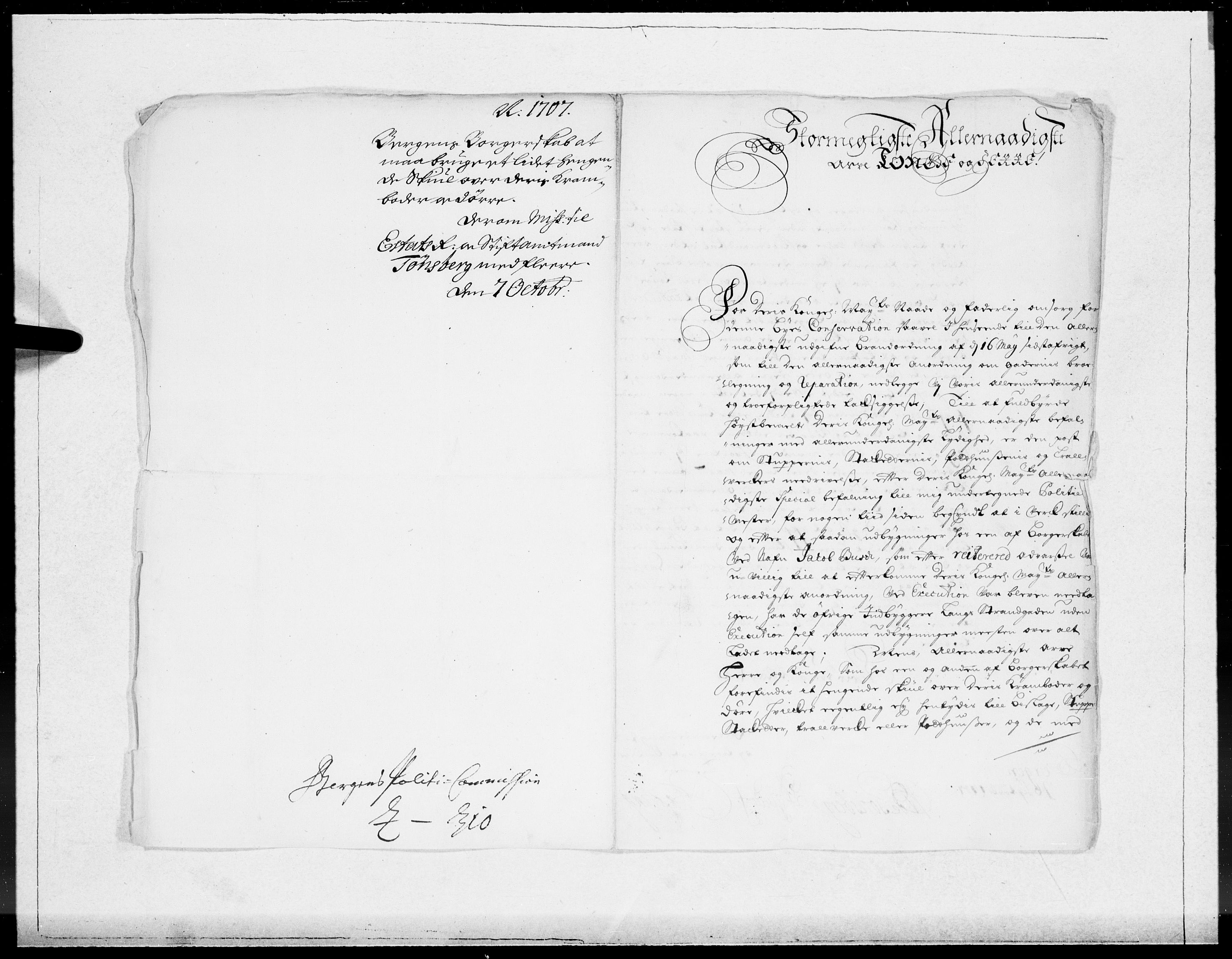 Danske Kanselli 1572-1799, AV/RA-EA-3023/F/Fc/Fcc/Fcca/L0064: Norske innlegg 1572-1799, 1707, p. 244