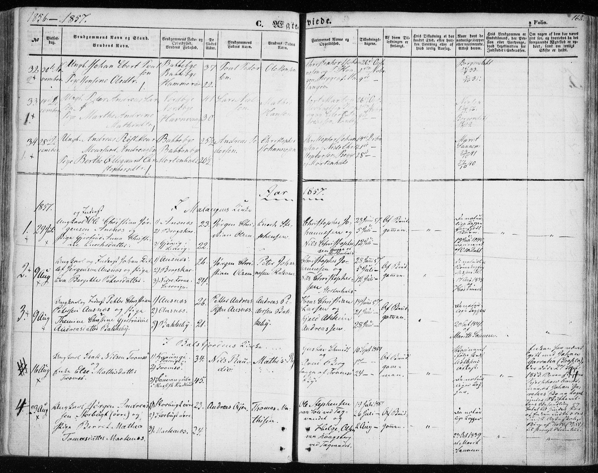 Balsfjord sokneprestembete, SATØ/S-1303/G/Ga/L0003kirke: Parish register (official) no. 3, 1856-1870, p. 162