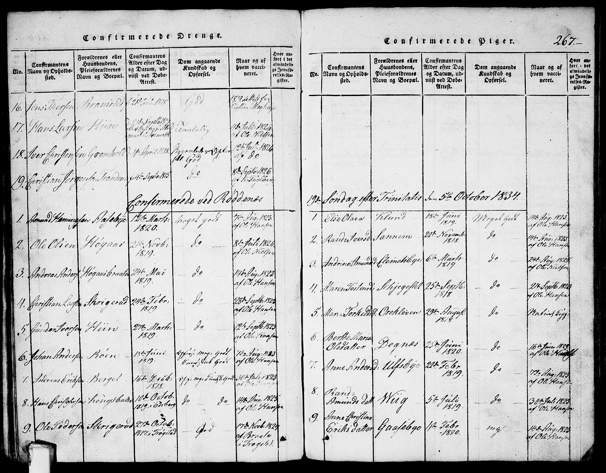 Rødenes prestekontor Kirkebøker, AV/SAO-A-2005/G/Ga/L0001: Parish register (copy) no.  I 1, 1814-1841, p. 267