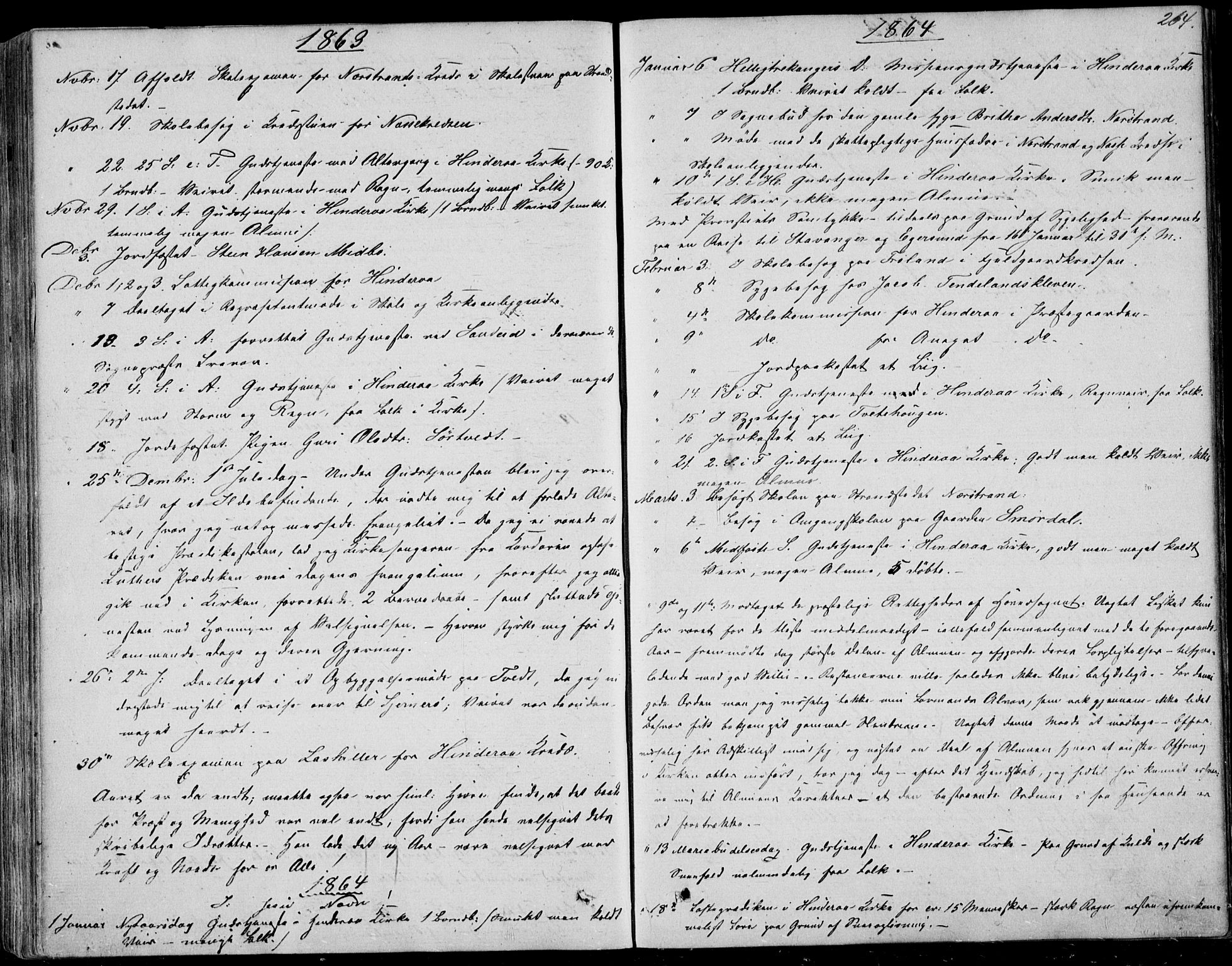 Nedstrand sokneprestkontor, SAST/A-101841/01/IV: Parish register (official) no. A 9, 1861-1876, p. 264