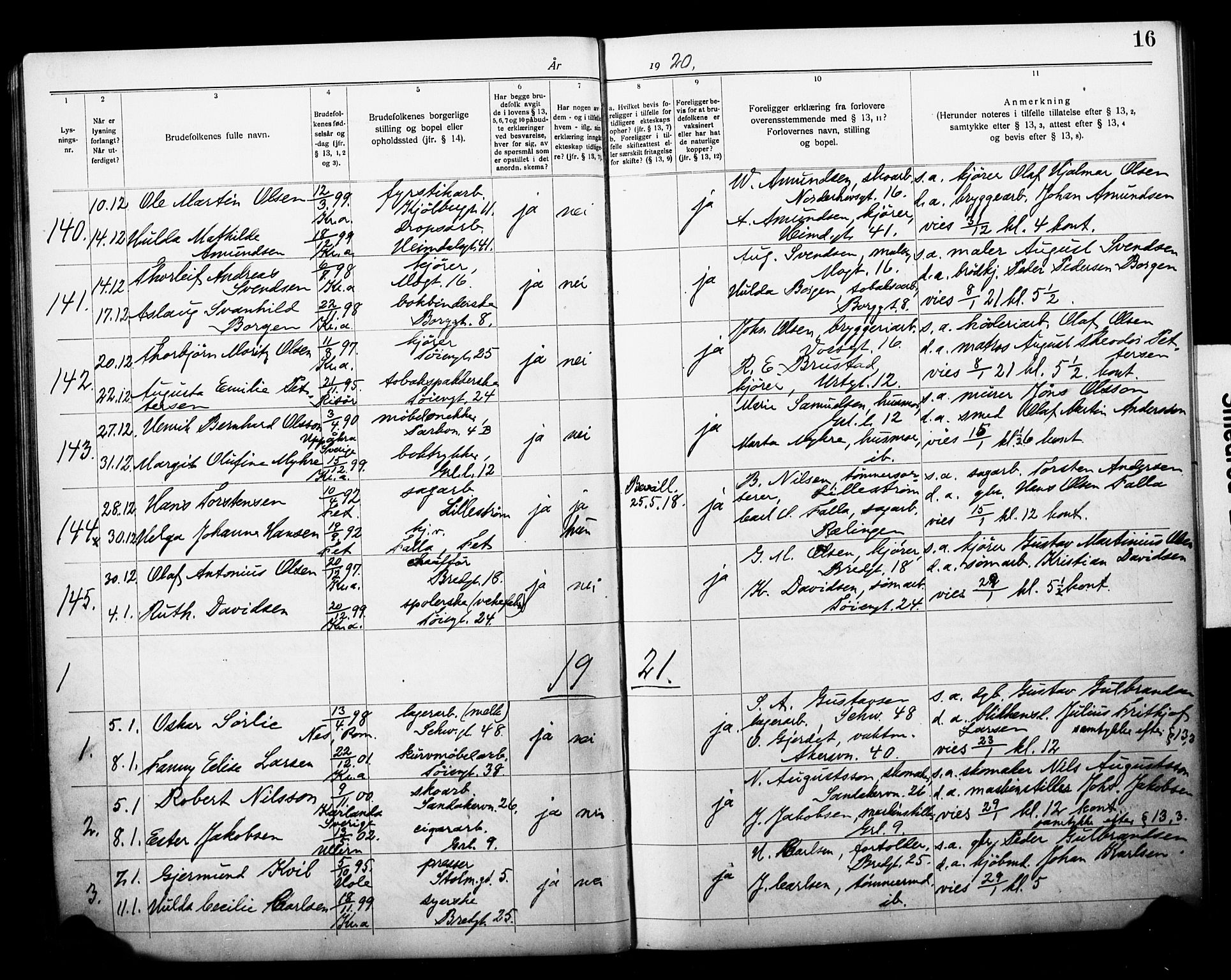 Grønland prestekontor Kirkebøker, SAO/A-10848/H/Ha/L0002: Banns register no. 2, 1919-1929, p. 16