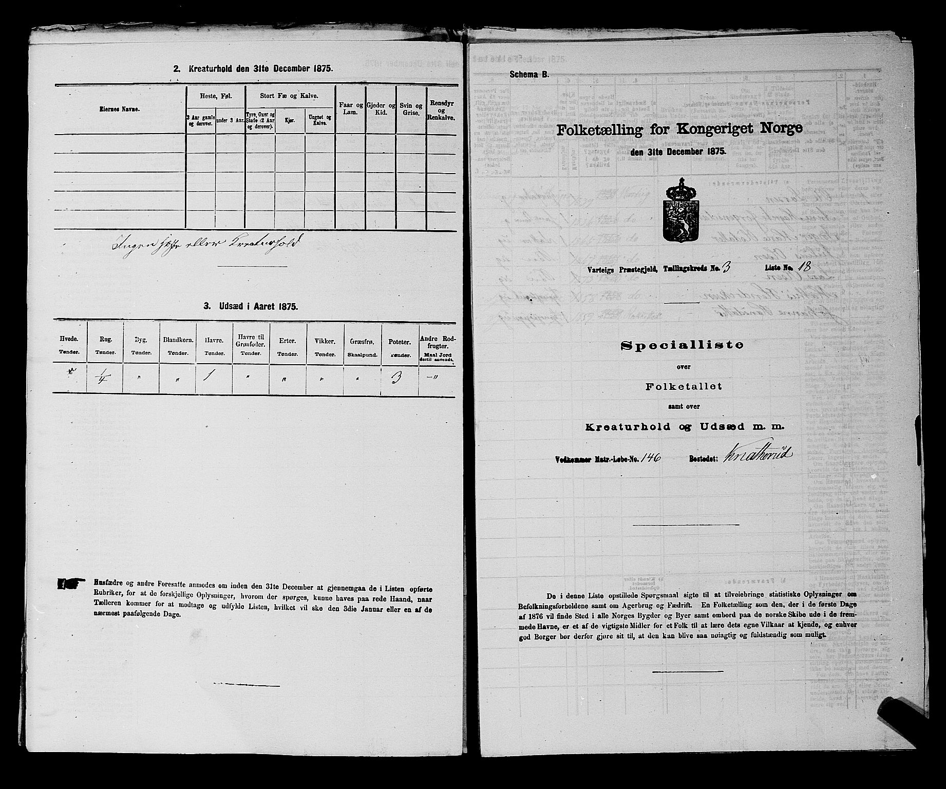 RA, 1875 census for 0114P Varteig, 1875, p. 280