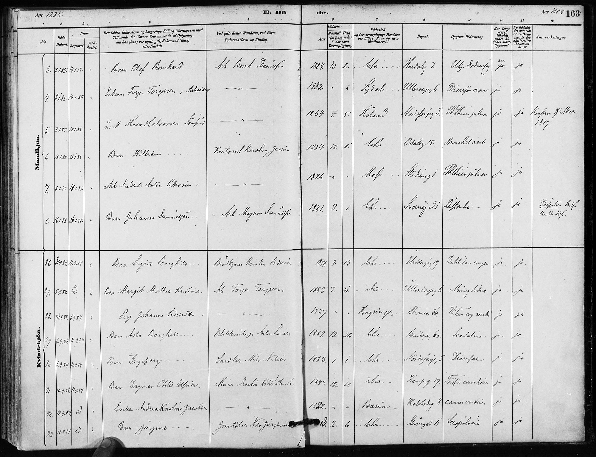 Kampen prestekontor Kirkebøker, SAO/A-10853/F/Fa/L0002: Parish register (official) no. I 2, 1880-1888, p. 163