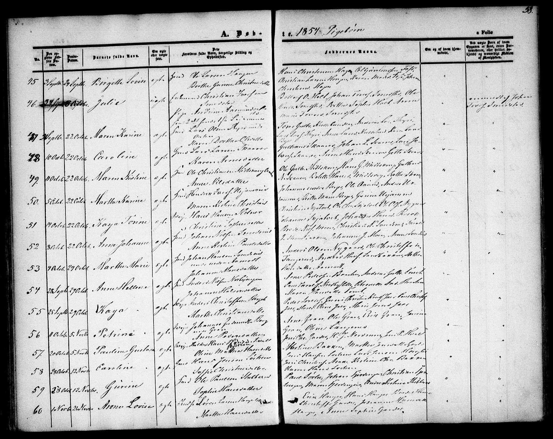 Fet prestekontor Kirkebøker, SAO/A-10370a/F/Fa/L0010: Parish register (official) no. I 10, 1847-1859, p. 58