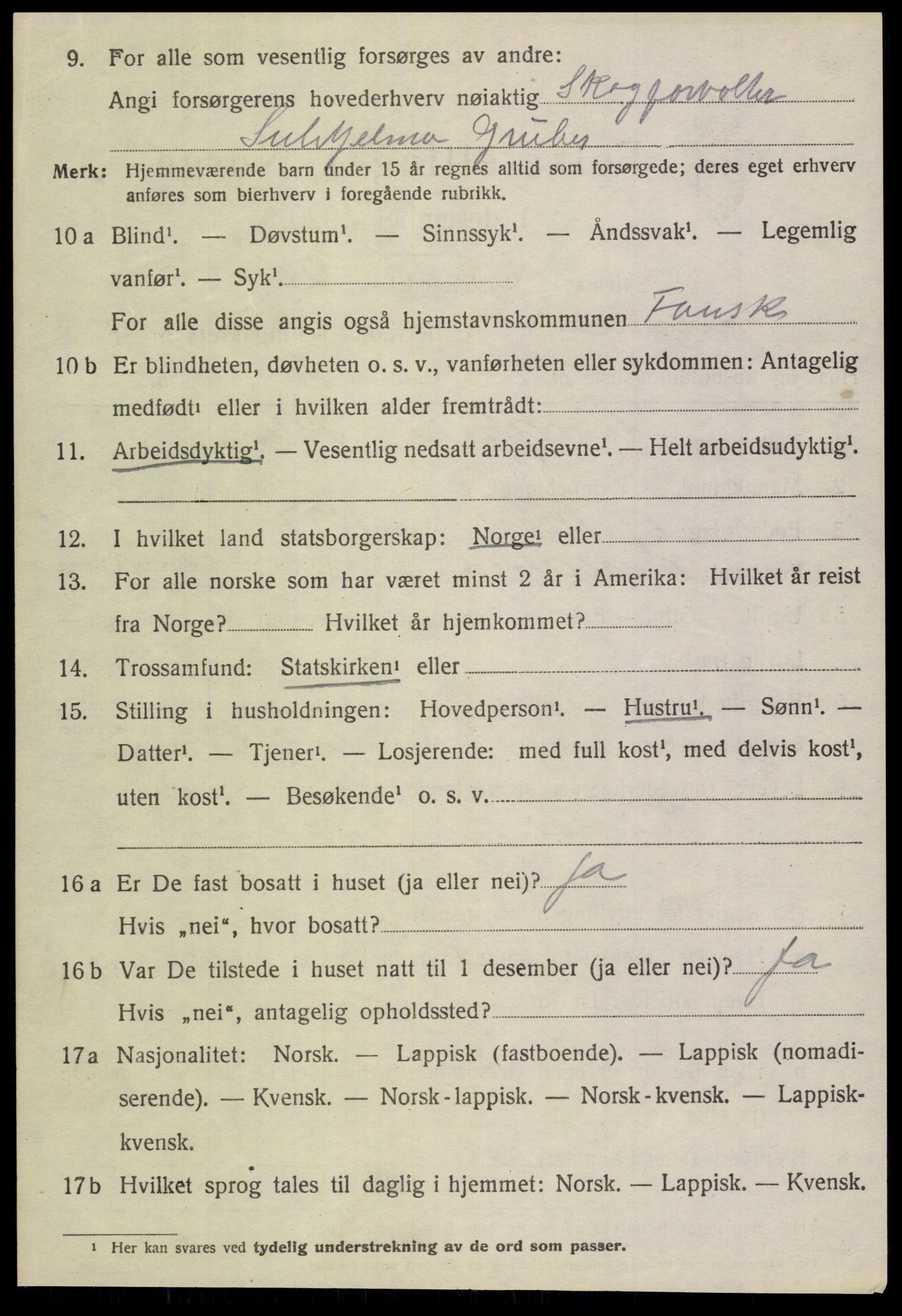 SAT, 1920 census for Fauske, 1920, p. 5711