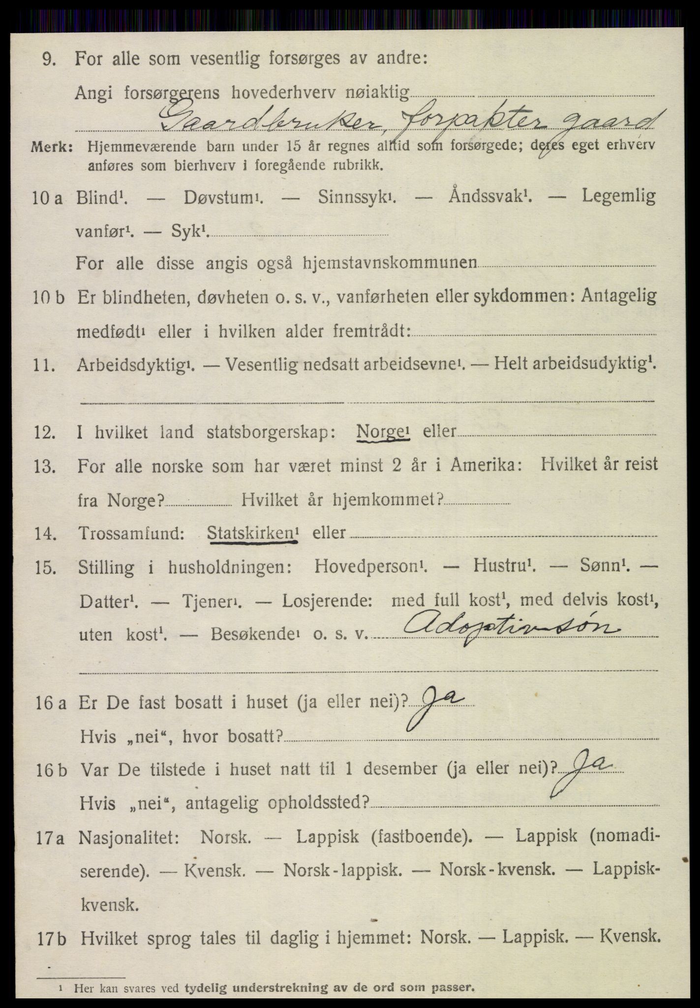 SAT, 1920 census for Meråker, 1920, p. 3099