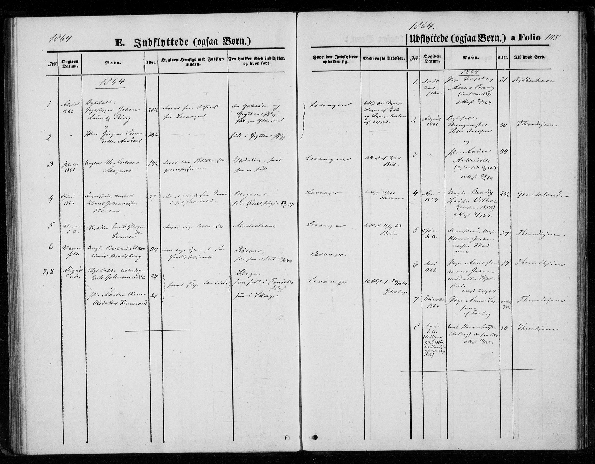 Ministerialprotokoller, klokkerbøker og fødselsregistre - Nord-Trøndelag, SAT/A-1458/720/L0186: Parish register (official) no. 720A03, 1864-1874, p. 105