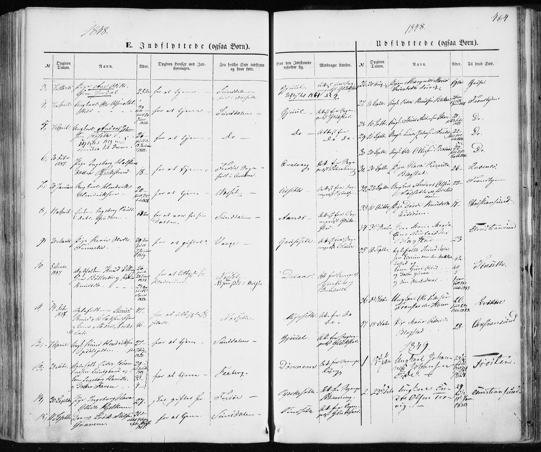 Ministerialprotokoller, klokkerbøker og fødselsregistre - Møre og Romsdal, SAT/A-1454/586/L0984: Parish register (official) no. 586A10, 1844-1856, p. 464