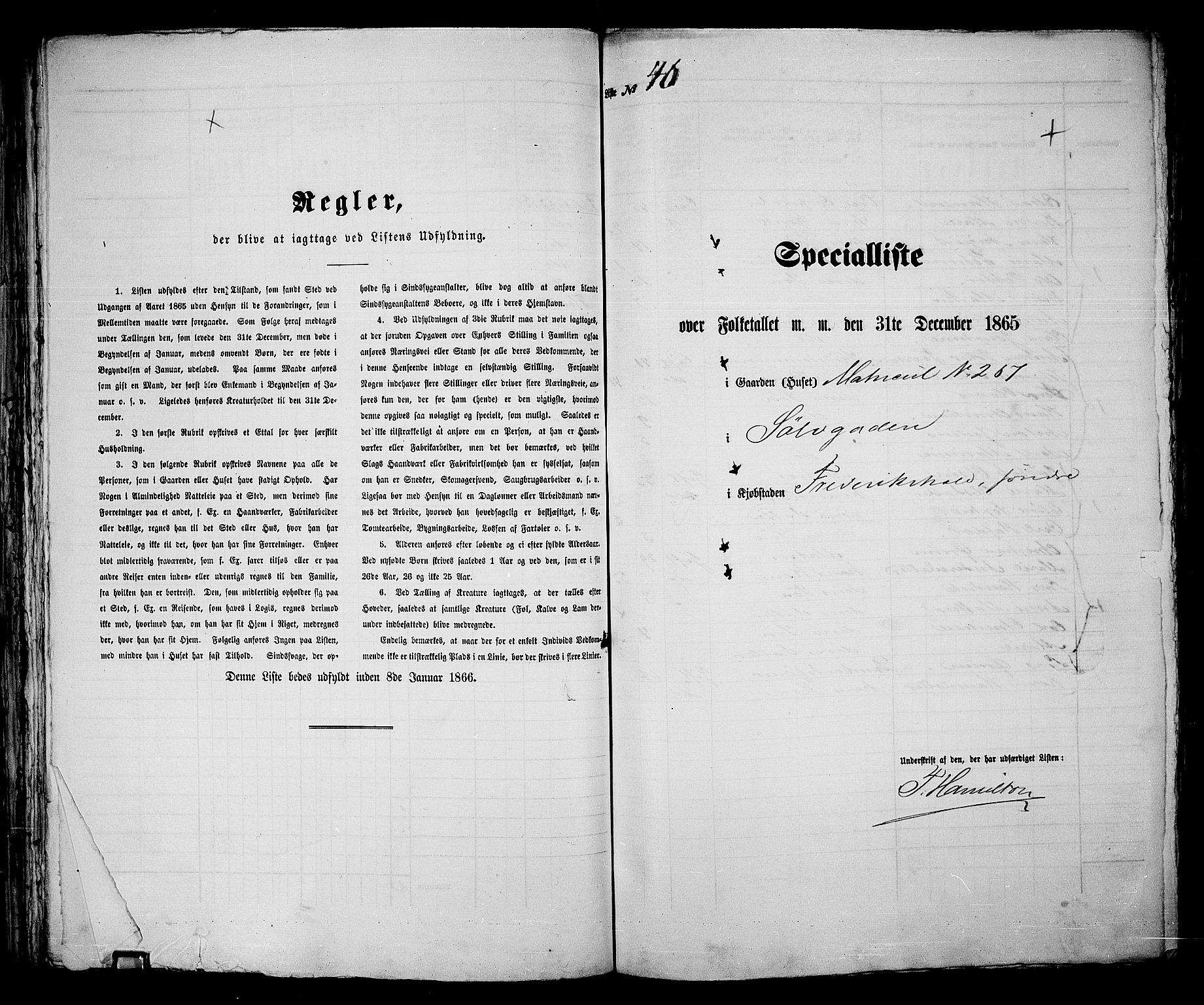 RA, 1865 census for Fredrikshald, 1865, p. 99