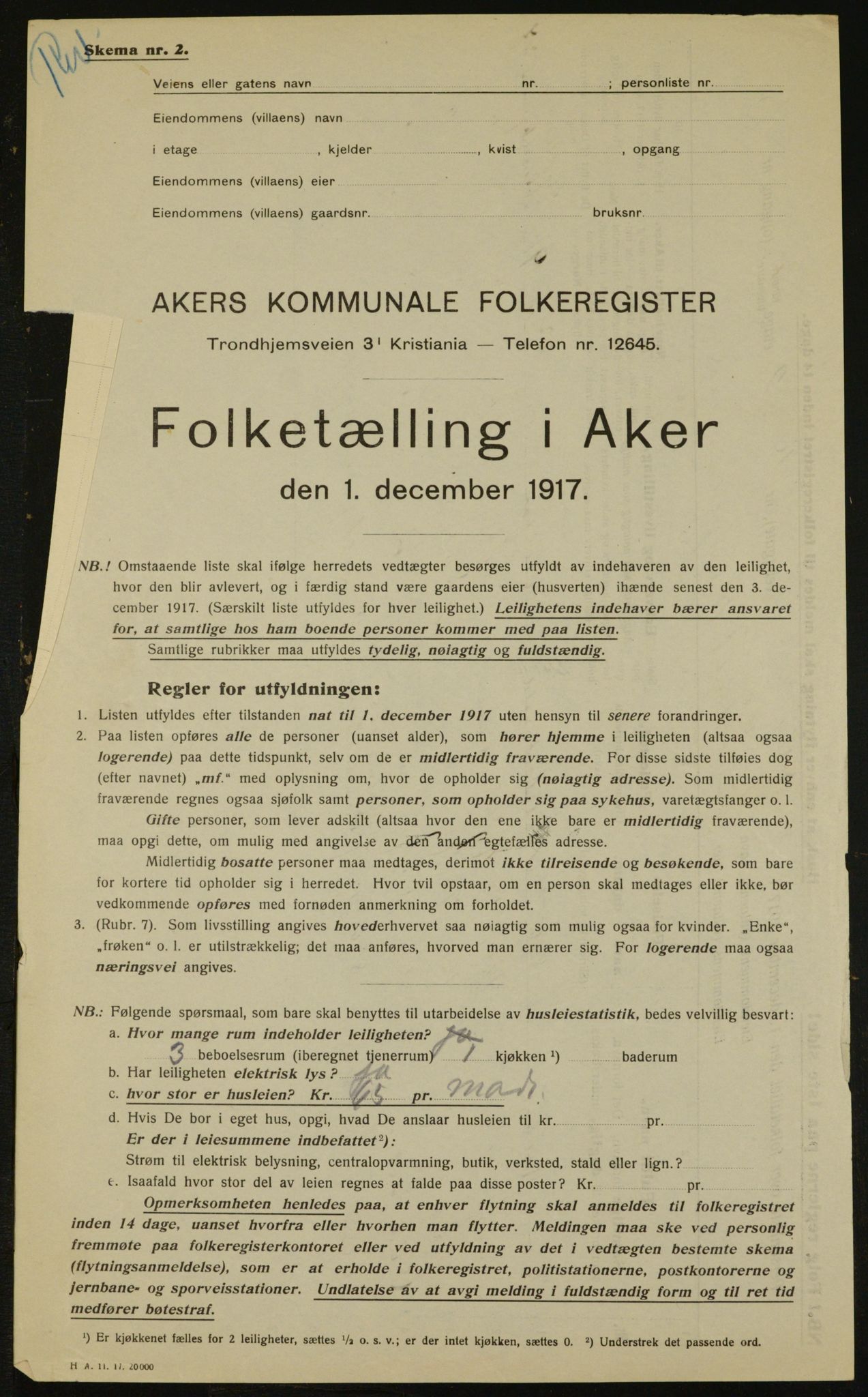 OBA, Municipal Census 1917 for Aker, 1917, p. 29526