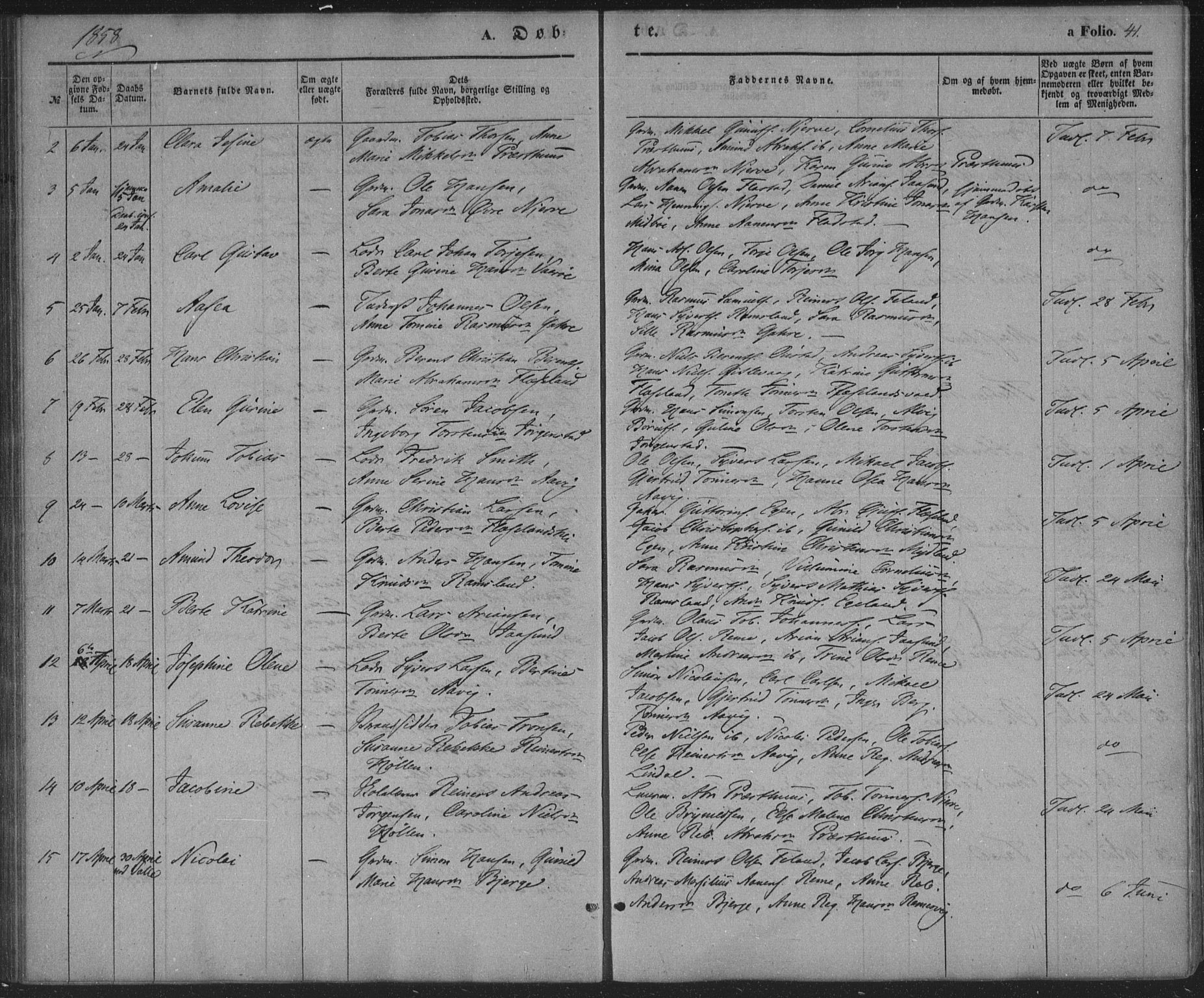 Sør-Audnedal sokneprestkontor, AV/SAK-1111-0039/F/Fa/Faa/L0002: Parish register (official) no. A 2, 1848-1867, p. 41