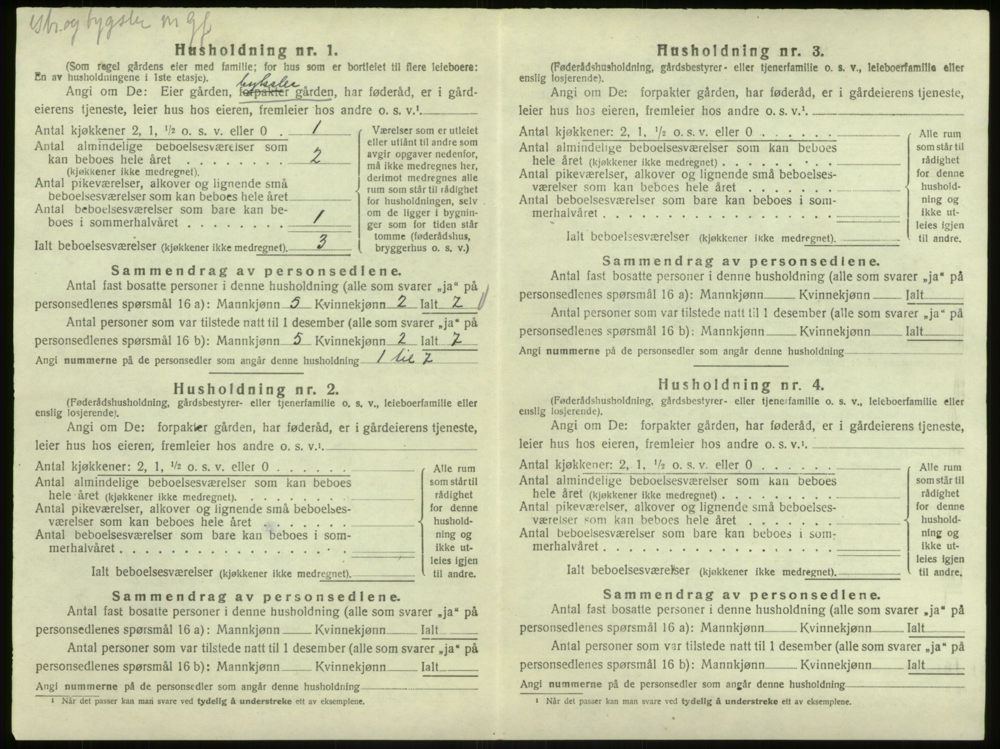 SAB, 1920 census for Austrheim, 1920, p. 242