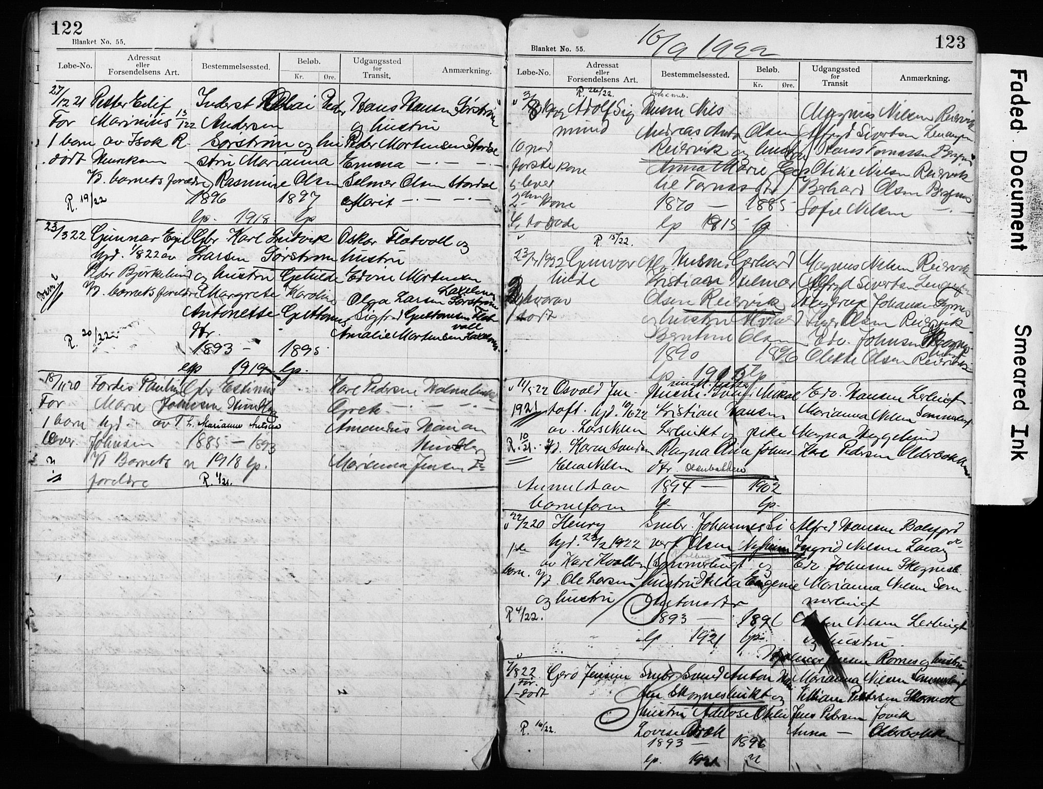 Lyngen sokneprestembete, AV/SATØ-S-1289/H/Ha/L0052/0002: Baptism register no. 52.2, 1915-1928, p. 122-123