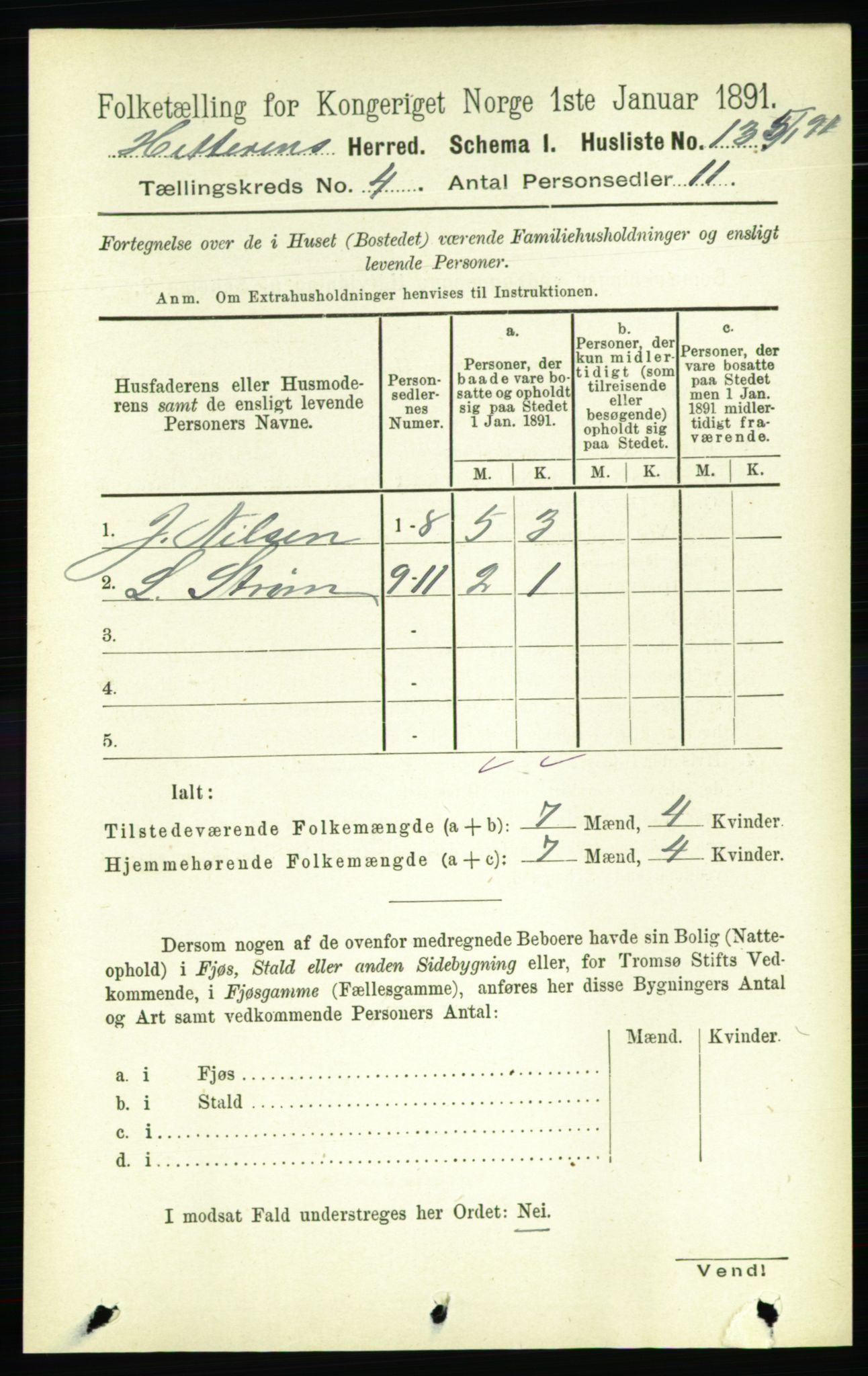 RA, 1891 census for 1617 Hitra, 1891, p. 733