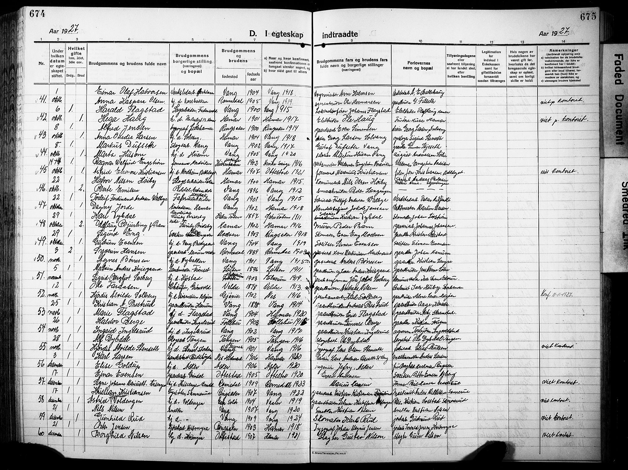 Vang prestekontor, Hedmark, AV/SAH-PREST-008/H/Ha/Hab/L0015: Parish register (copy) no. 15, 1915-1933, p. 674-675