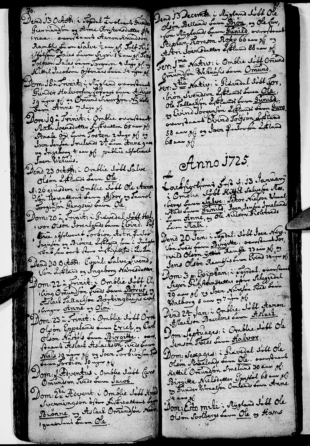 Åmli sokneprestkontor, AV/SAK-1111-0050/F/Fa/Fac/L0001: Parish register (official) no. A 1, 1711-1740, p. 70-71