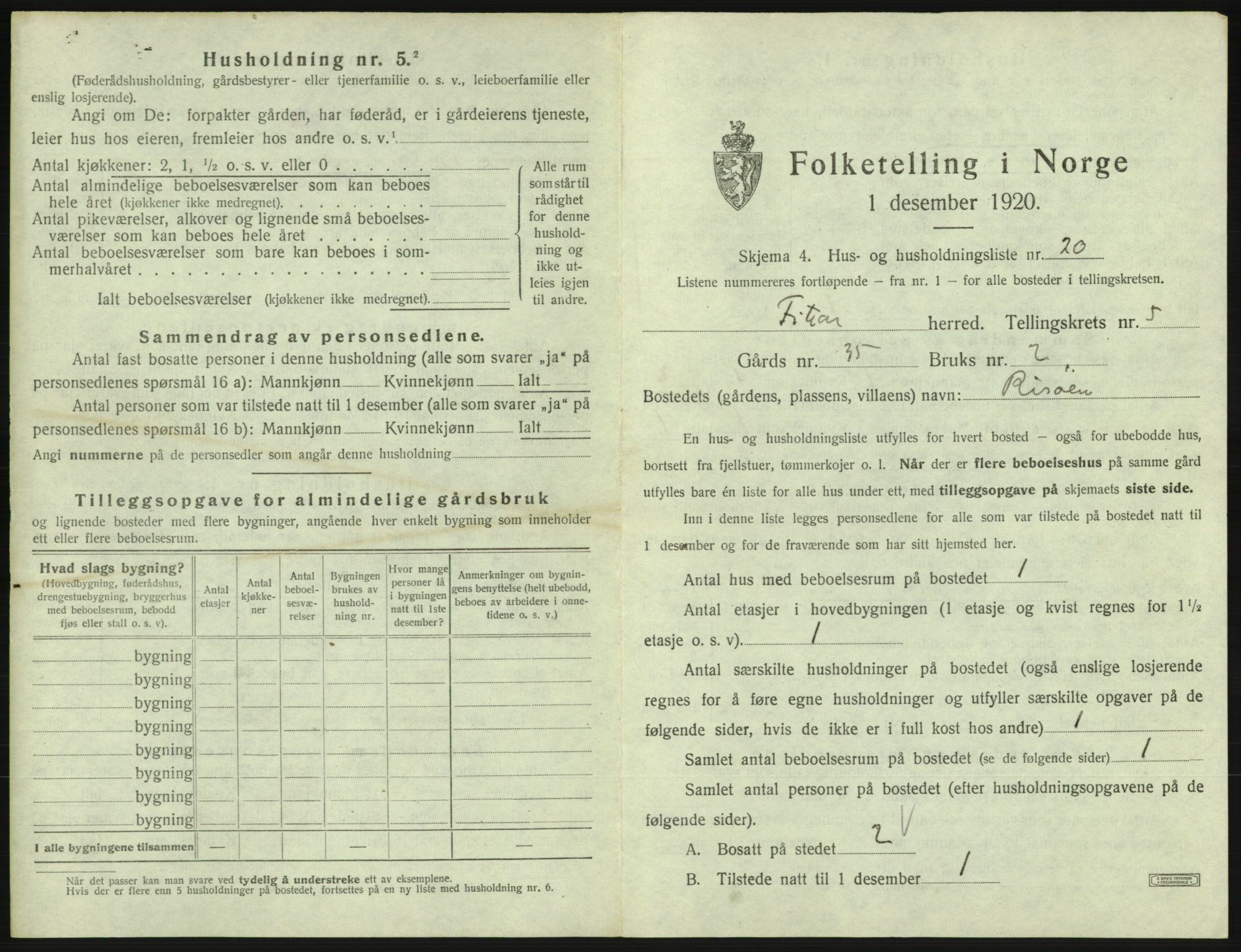 SAB, 1920 census for Fitjar, 1920, p. 352