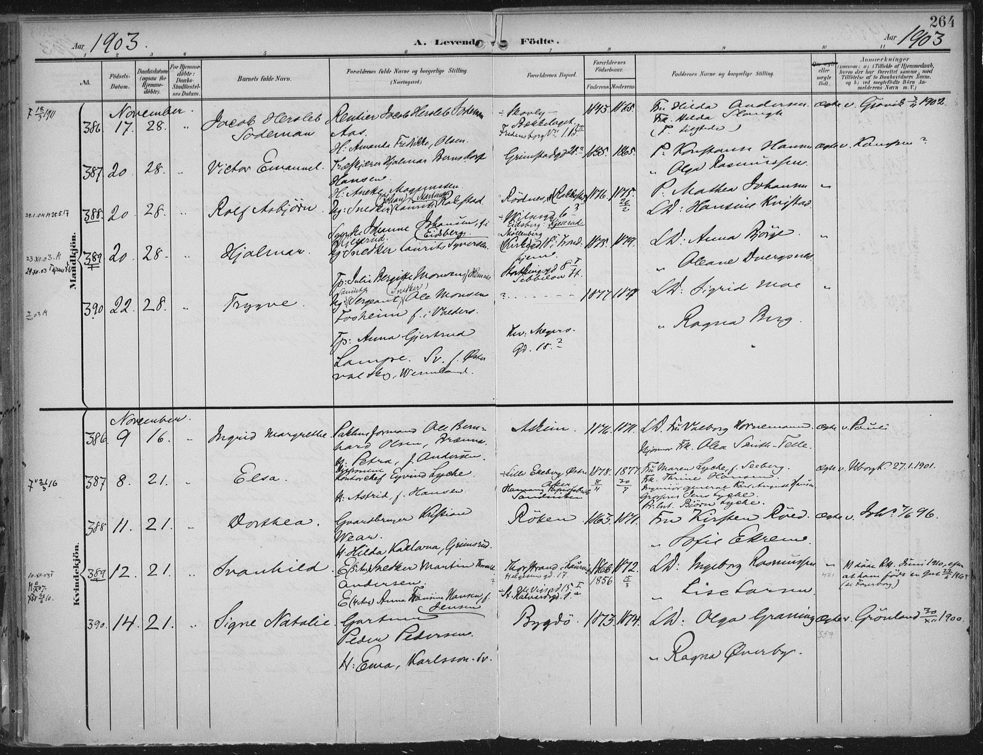 Rikshospitalet prestekontor Kirkebøker, SAO/A-10309b/F/L0012: Parish register (official) no. 12, 1901-1904, p. 264