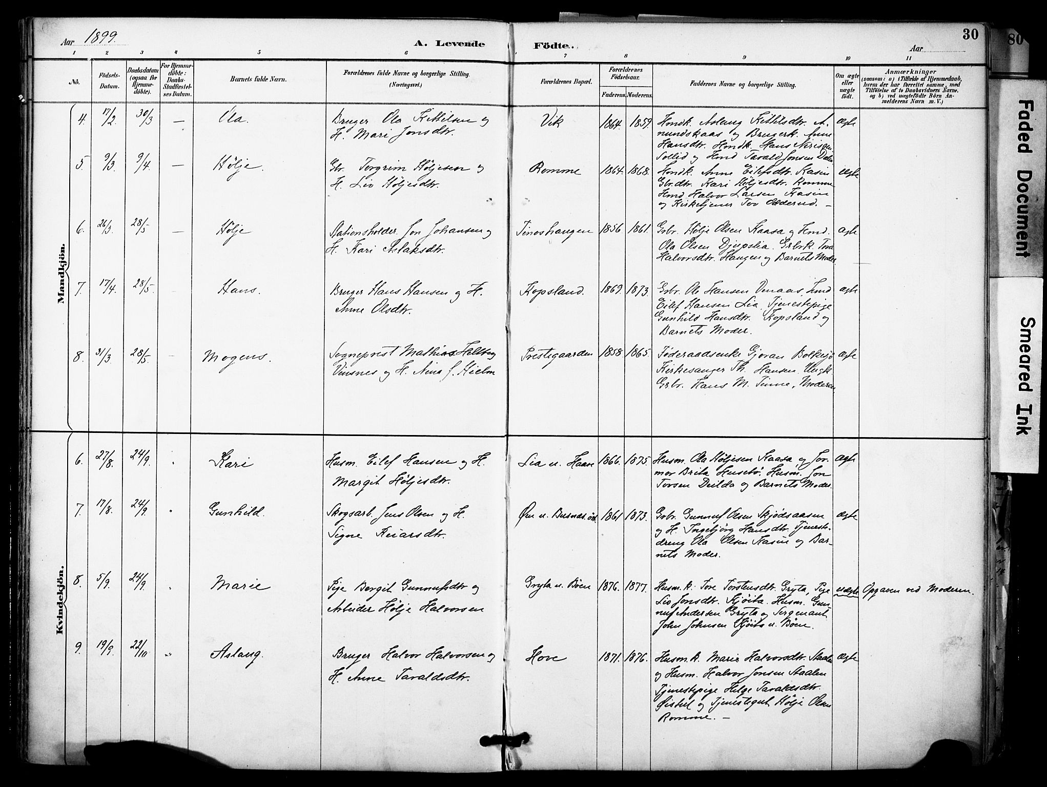 Gransherad kirkebøker, SAKO/A-267/F/Fa/L0005: Parish register (official) no. I 5, 1887-1916, p. 30