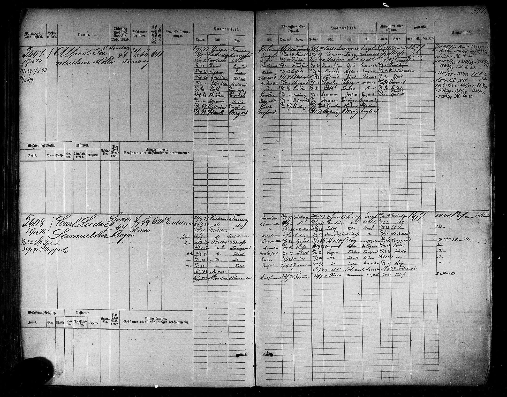 Tønsberg innrulleringskontor, AV/SAKO-A-786/F/Fc/Fcb/L0005: Hovedrulle Patent nr. 4415-5616, 1871, p. 602