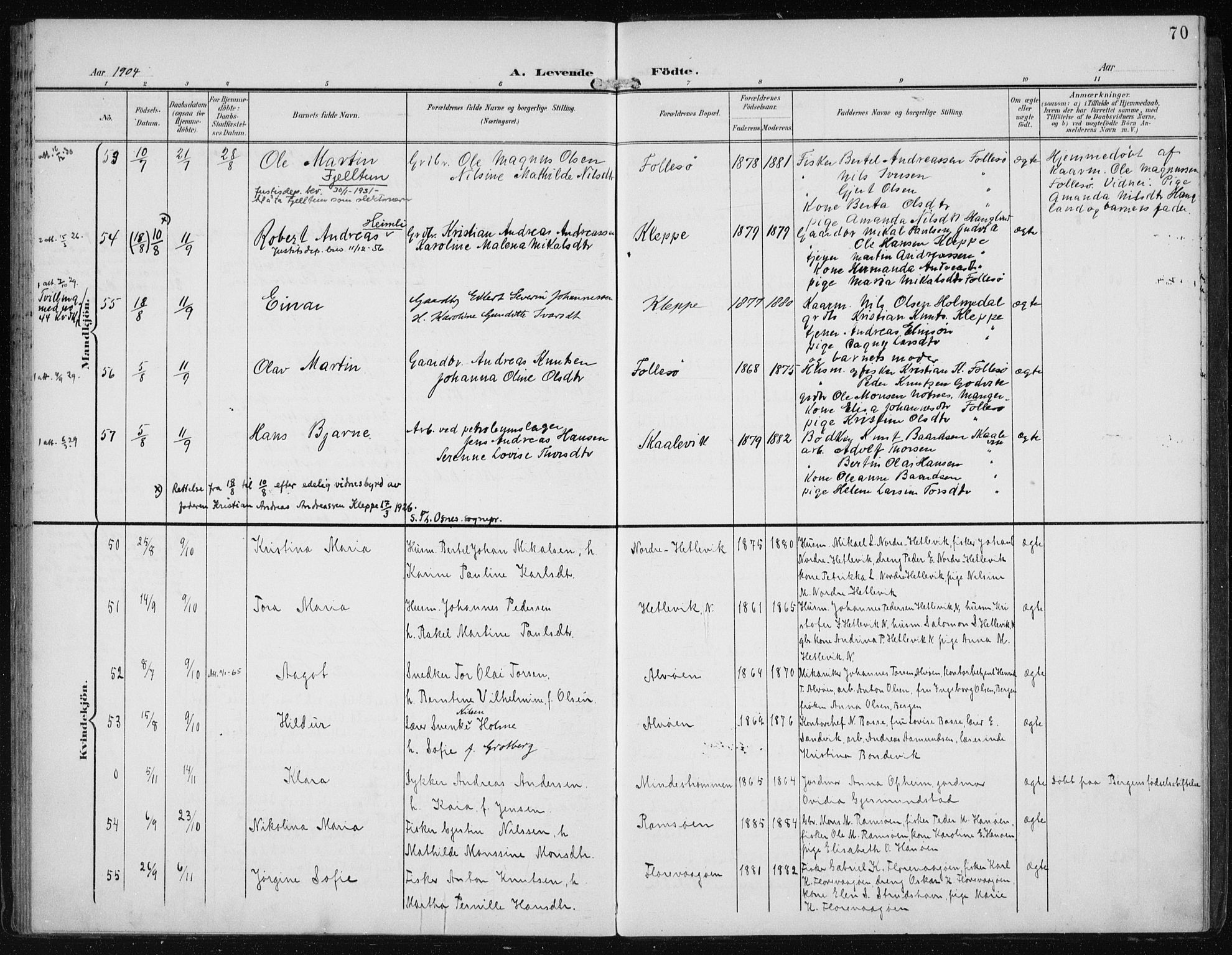 Askøy Sokneprestembete, AV/SAB-A-74101/H/Ha/Haa/Haac/L0001: Parish register (official) no. C 1, 1899-1905, p. 70