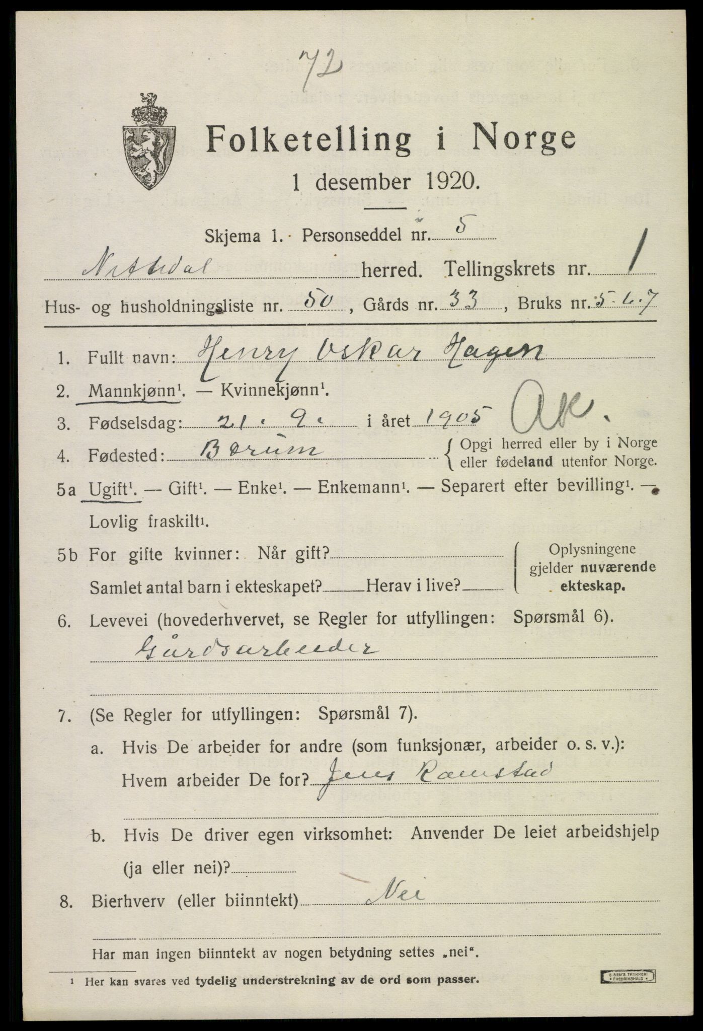 SAO, 1920 census for Nittedal, 1920, p. 1794