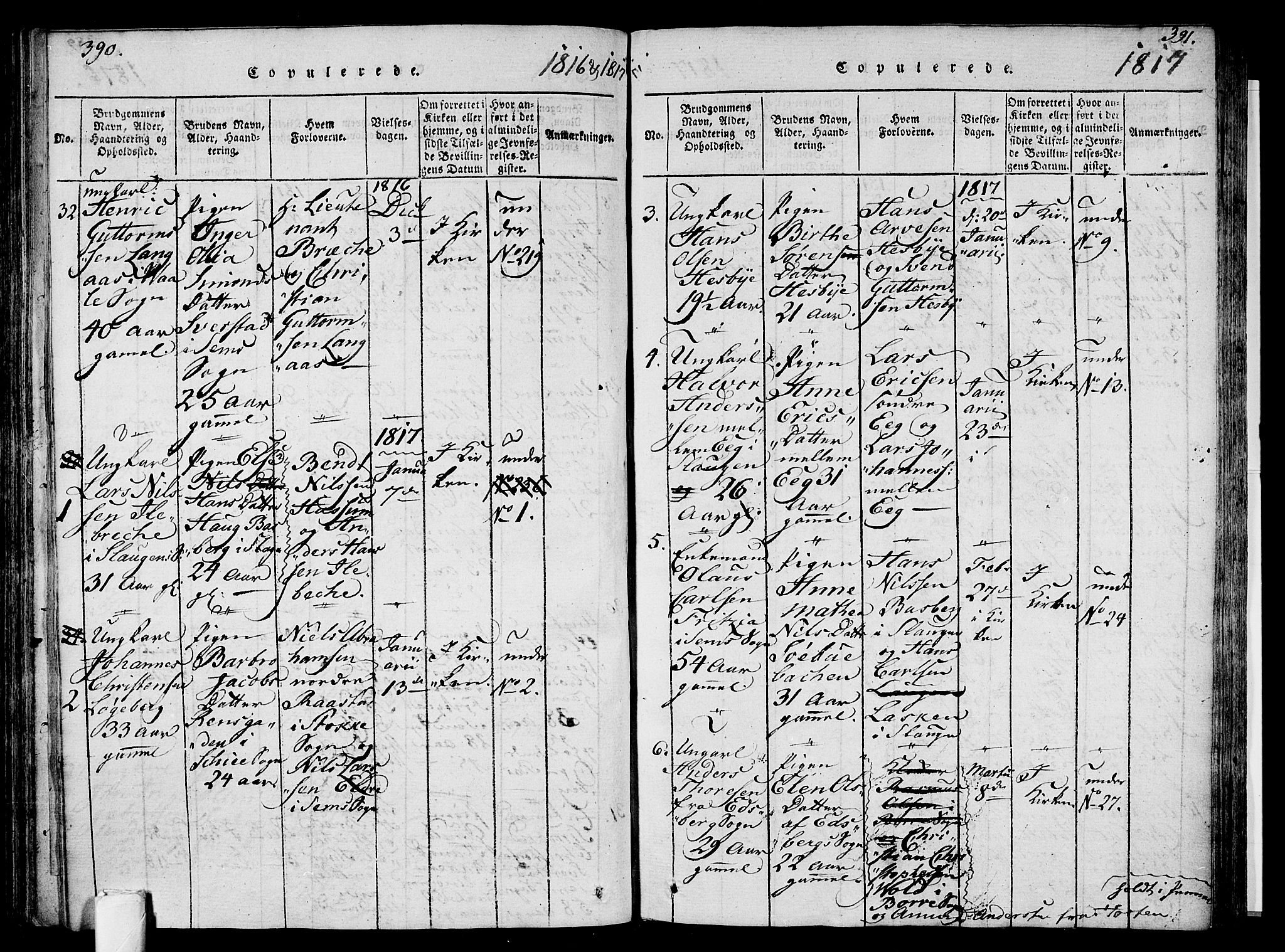 Sem kirkebøker, AV/SAKO-A-5/F/Fa/L0004: Parish register (official) no. I 4, 1814-1825, p. 390-391