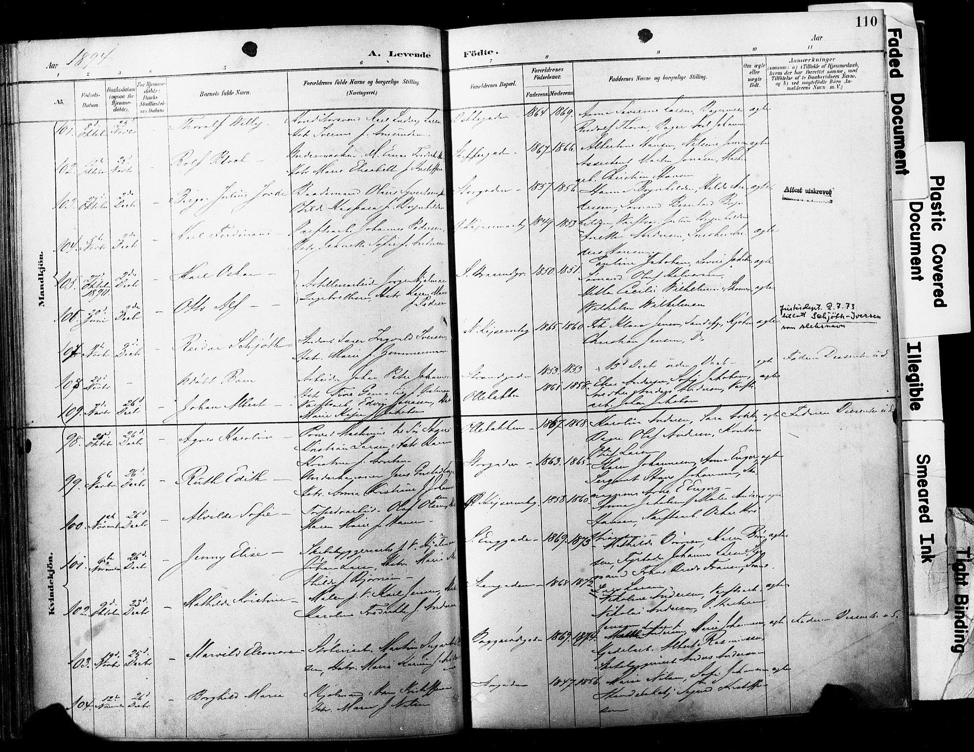 Horten kirkebøker, AV/SAKO-A-348/F/Fa/L0004: Parish register (official) no. 4, 1888-1895, p. 110