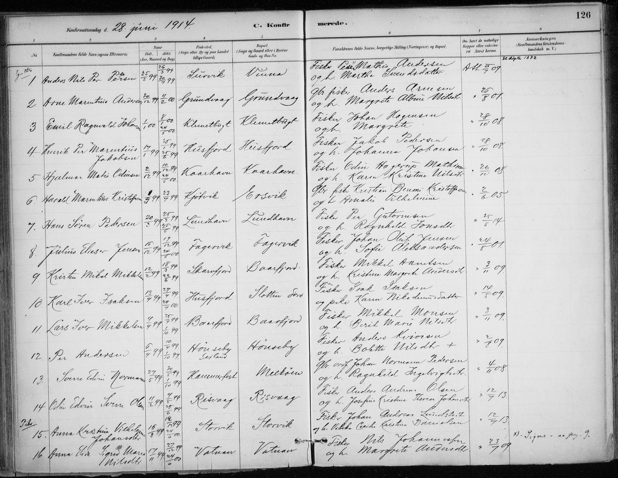 Hammerfest sokneprestkontor, SATØ/S-1347/H/Ha/L0013.kirke: Parish register (official) no. 13, 1898-1917, p. 126