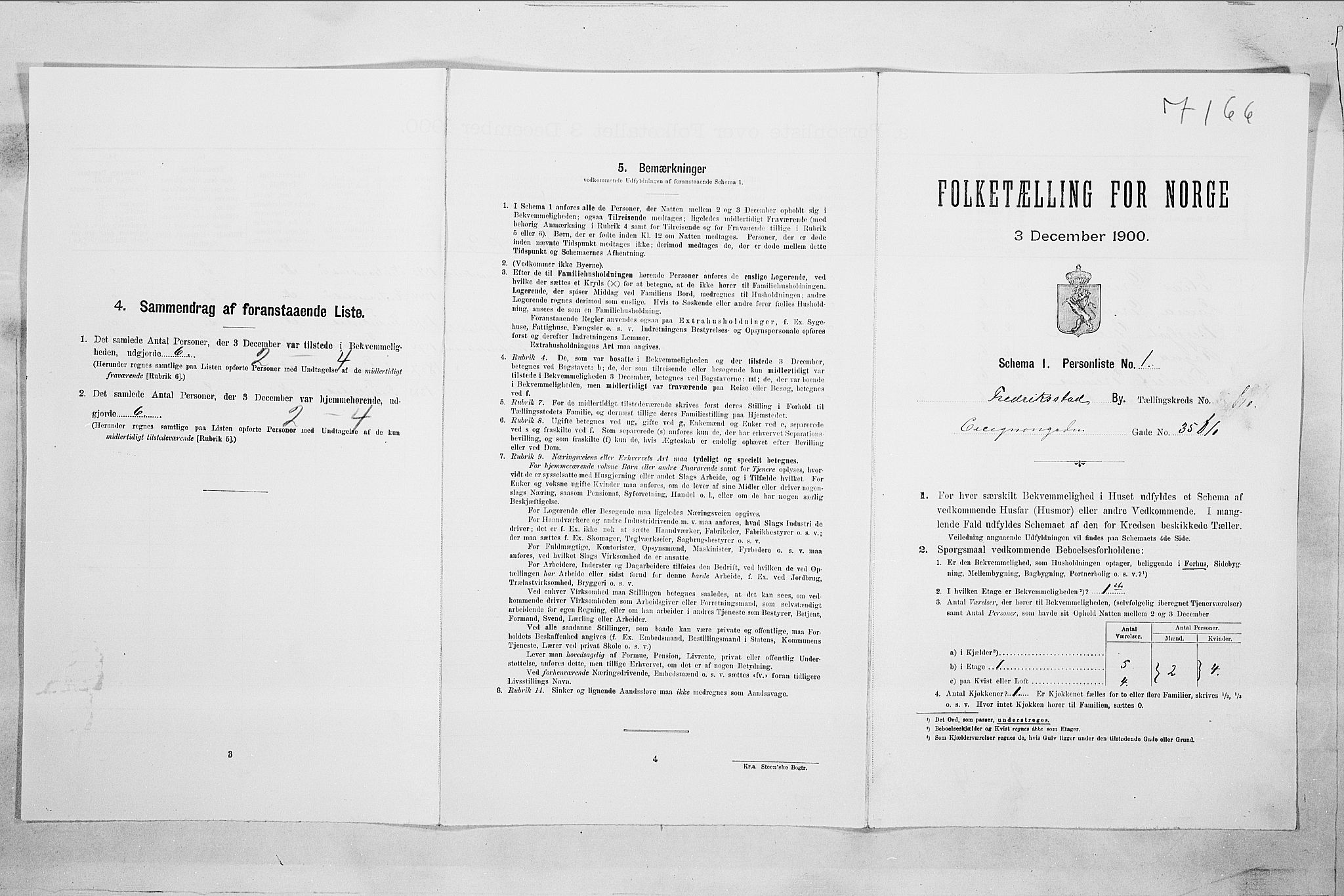 SAO, 1900 census for Fredrikstad, 1900