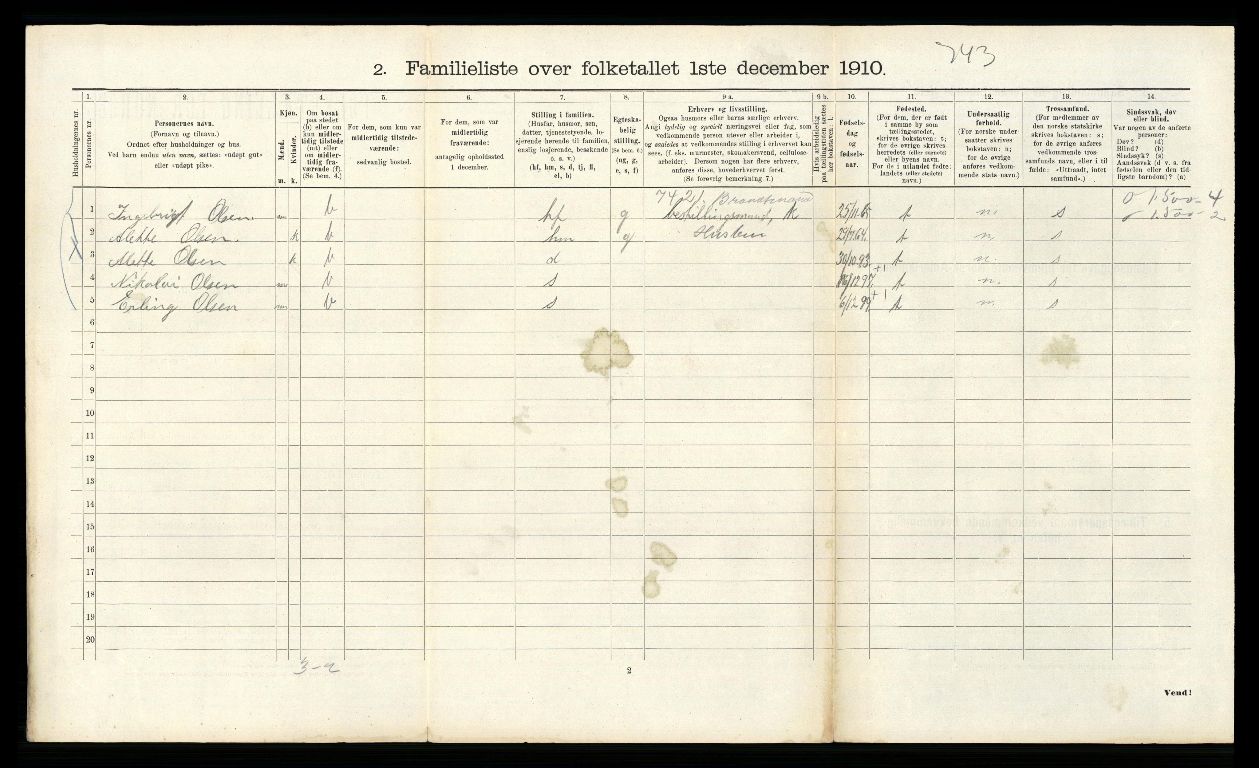 RA, 1910 census for Bergen, 1910, p. 30094