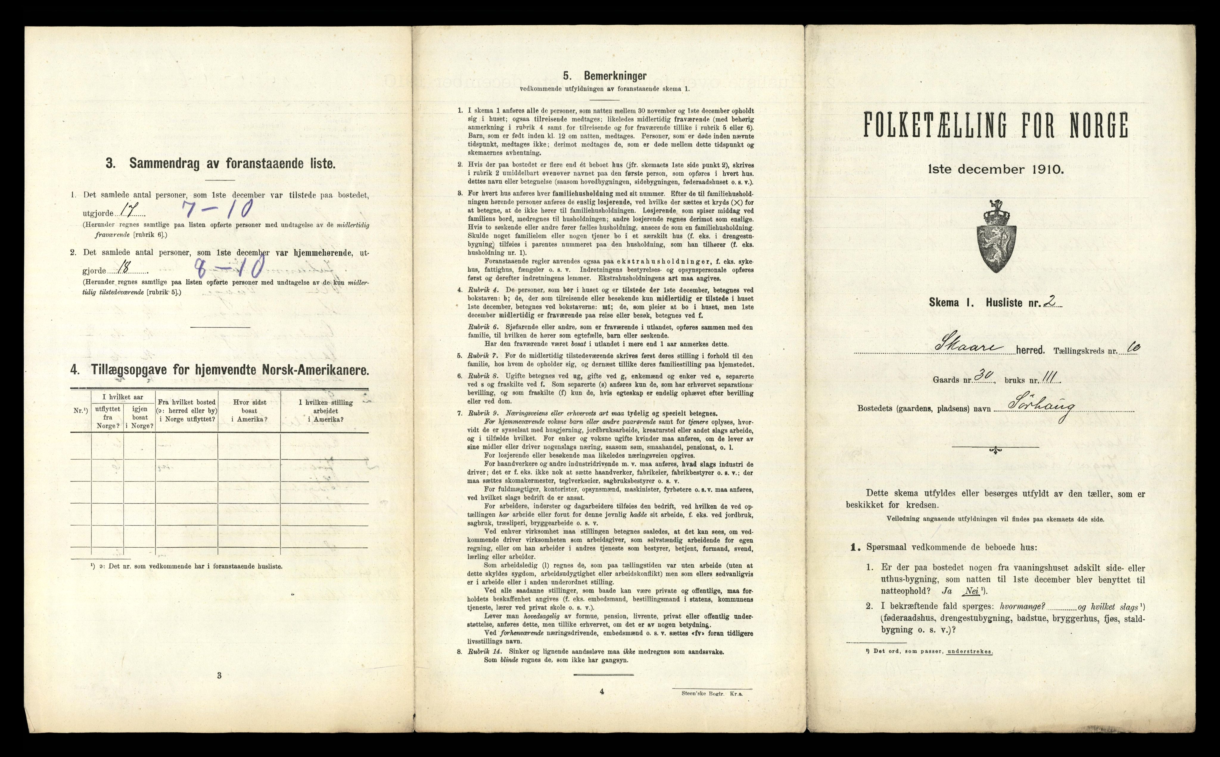 RA, 1910 census for Skåre, 1910, p. 960