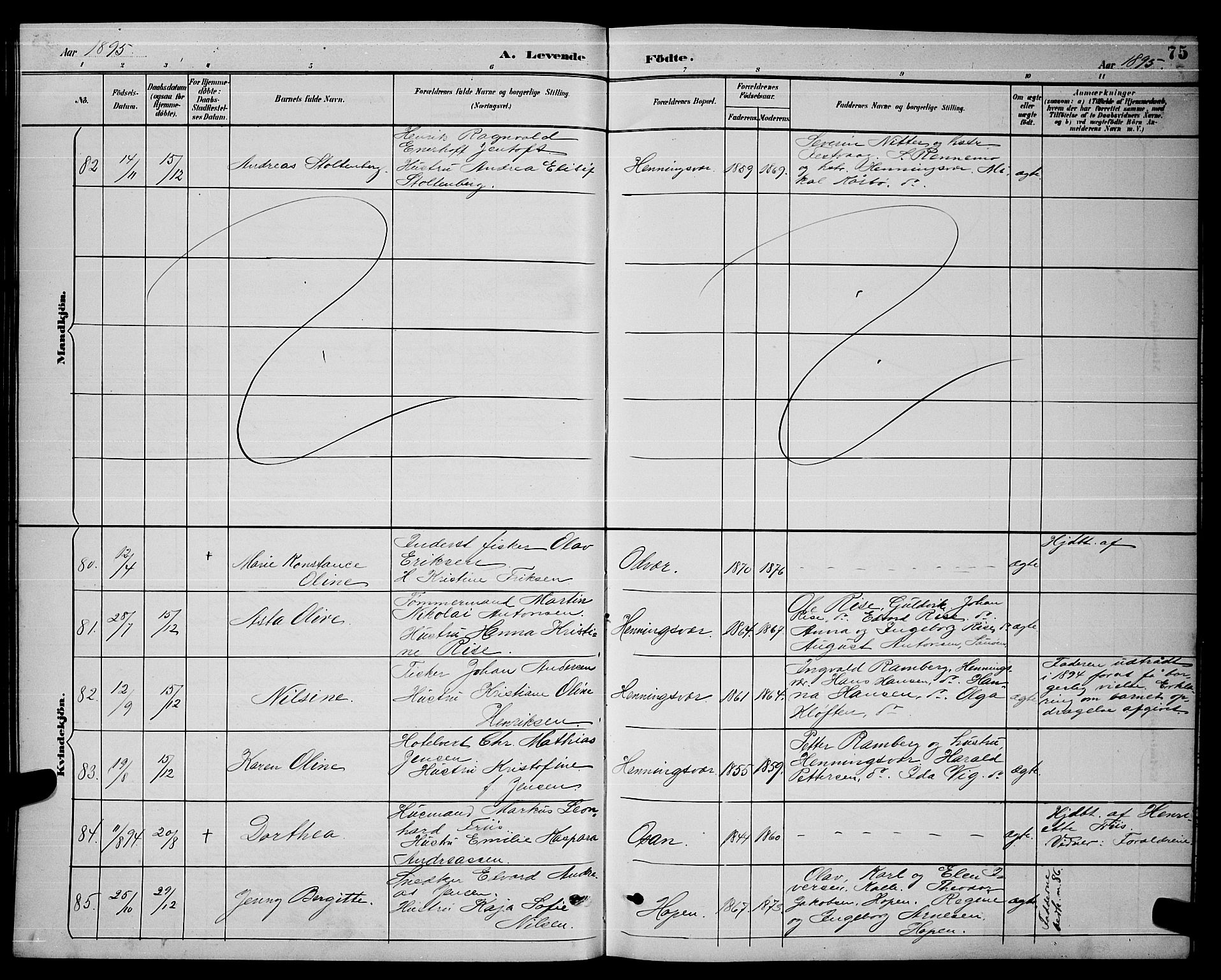 Ministerialprotokoller, klokkerbøker og fødselsregistre - Nordland, AV/SAT-A-1459/874/L1077: Parish register (copy) no. 874C06, 1891-1900, p. 75