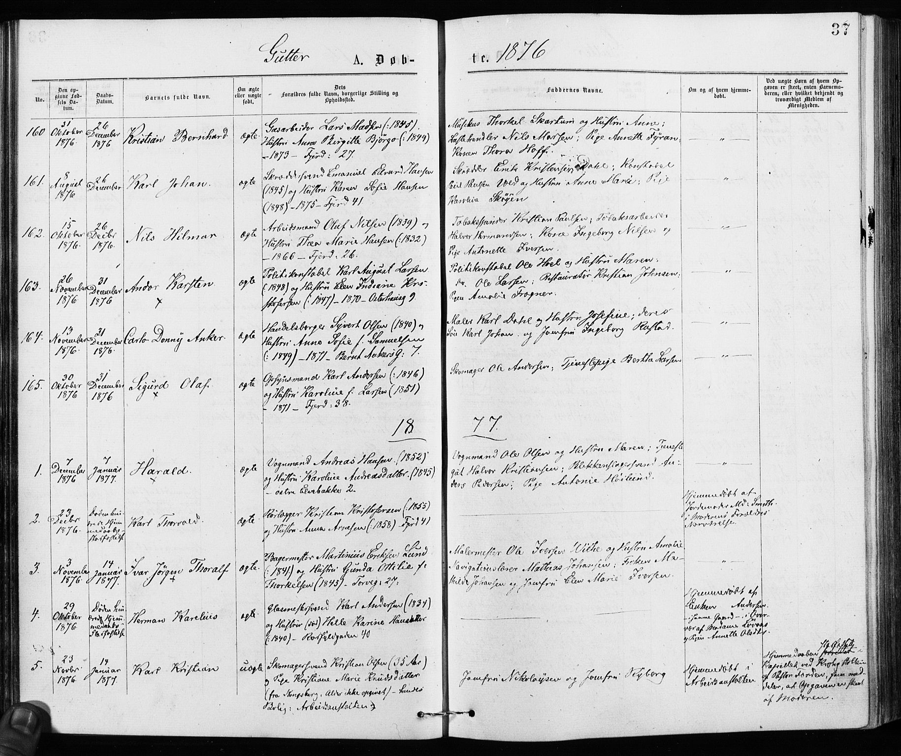 Jakob prestekontor Kirkebøker, AV/SAO-A-10850/F/Fa/L0001: Parish register (official) no. 1, 1875-1924, p. 37