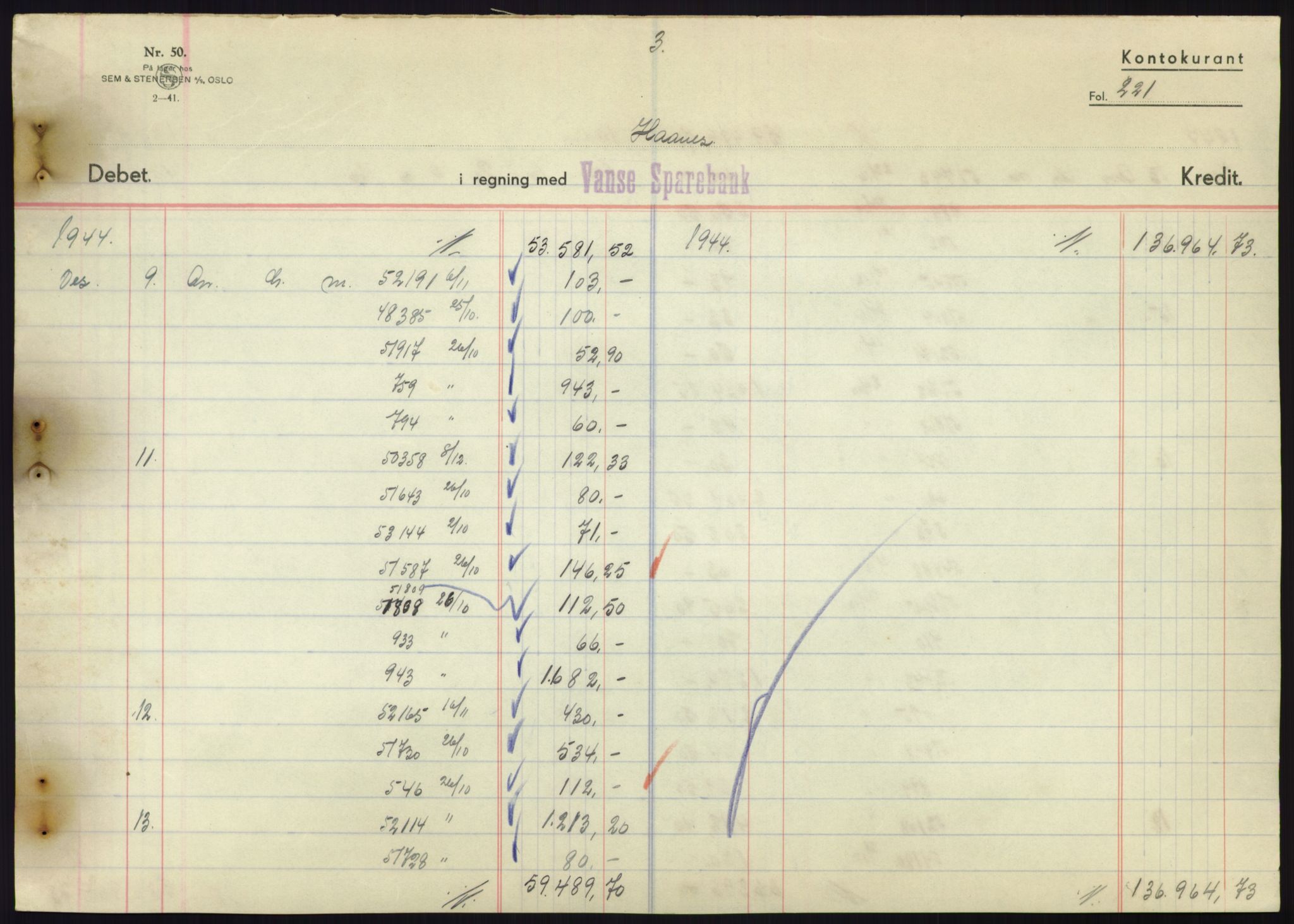 Forsvarsdepartementet, 10. kontor / Oppgjørskontoret, RA/RAFA-1225/D/Db/L0180: Lista oppgjørskontor, 1942-1952, p. 1853