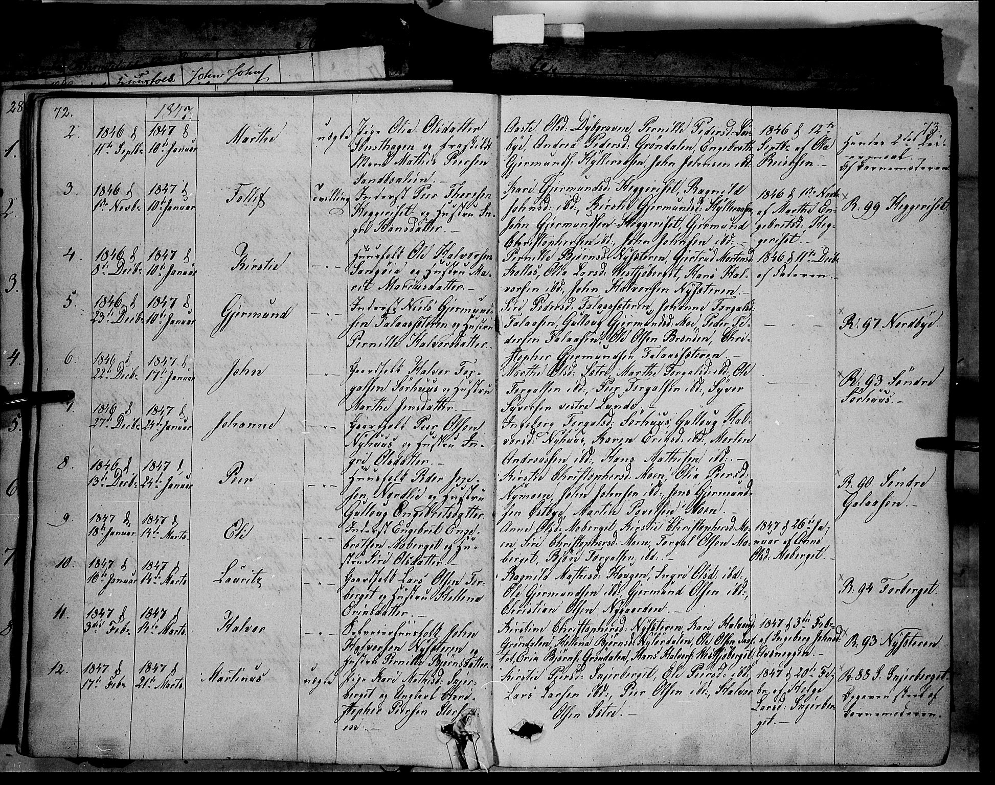 Trysil prestekontor, AV/SAH-PREST-046/H/Ha/Haa/L0004: Parish register (official) no. 4 /1, 1842-1850, p. 72-73