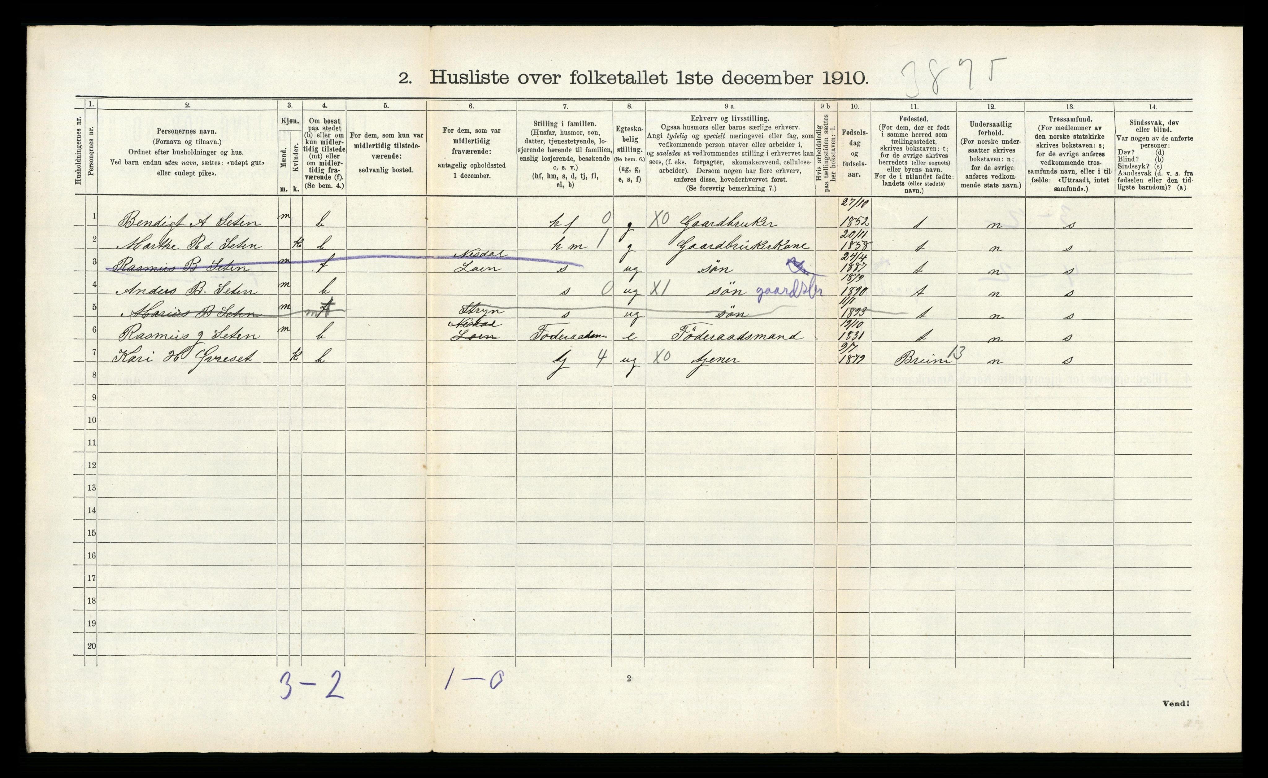 RA, 1910 census for Stryn, 1910, p. 844