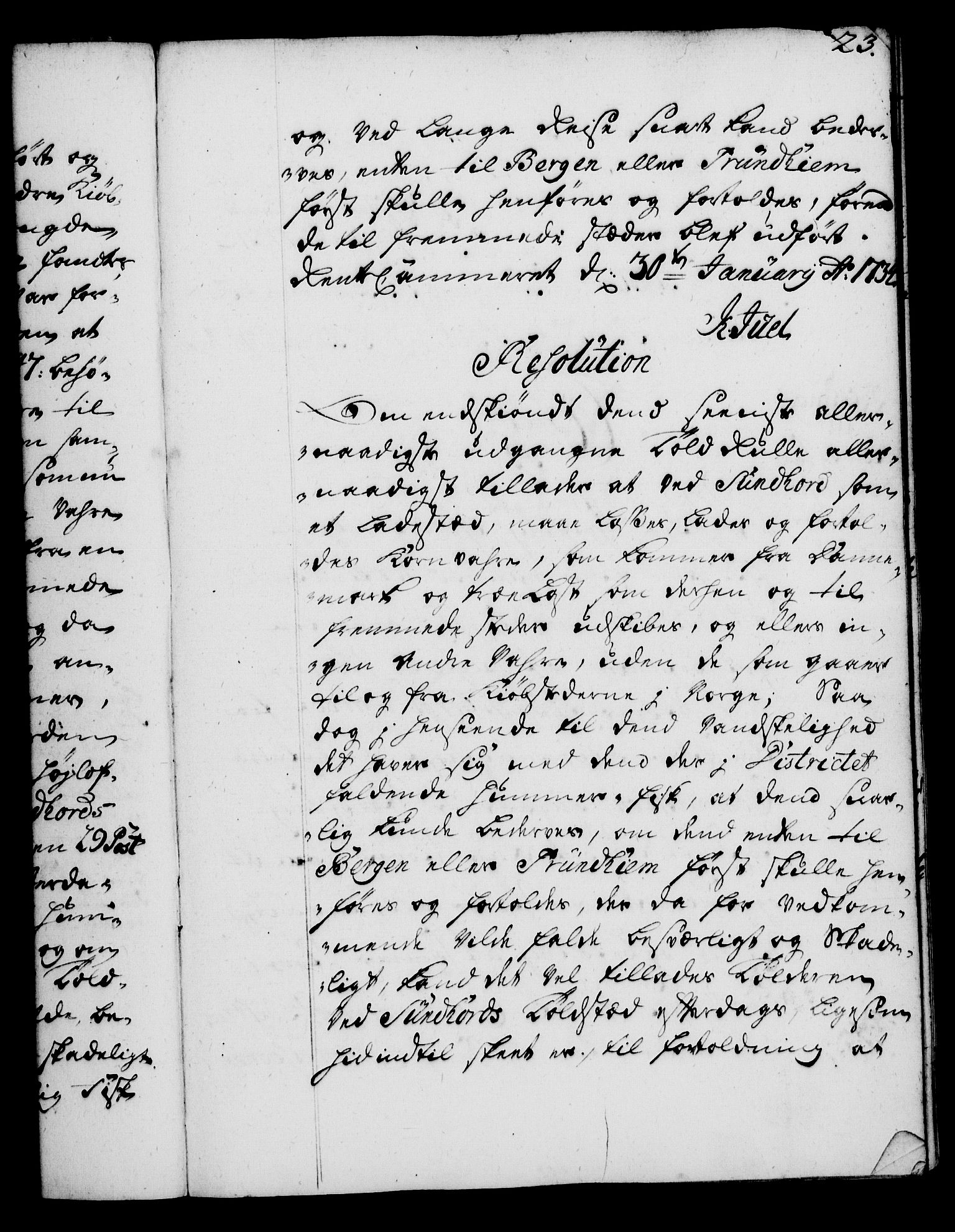 Rentekammeret, Kammerkanselliet, AV/RA-EA-3111/G/Gg/Gga/L0004: Norsk ekspedisjonsprotokoll med register (merket RK 53.4), 1734-1741, p. 23