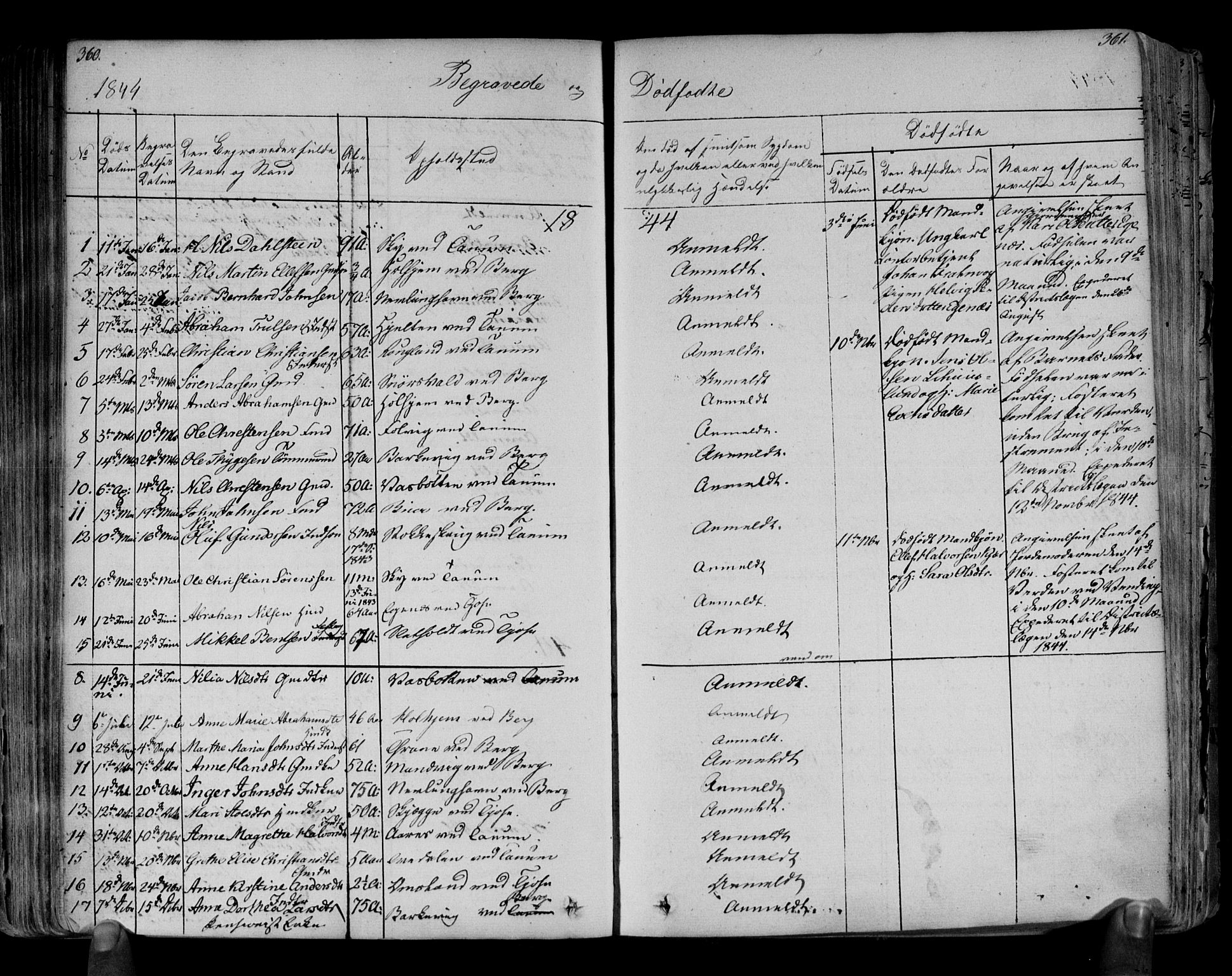 Brunlanes kirkebøker, AV/SAKO-A-342/F/Fa/L0003: Parish register (official) no. I 3, 1834-1845, p. 360-361