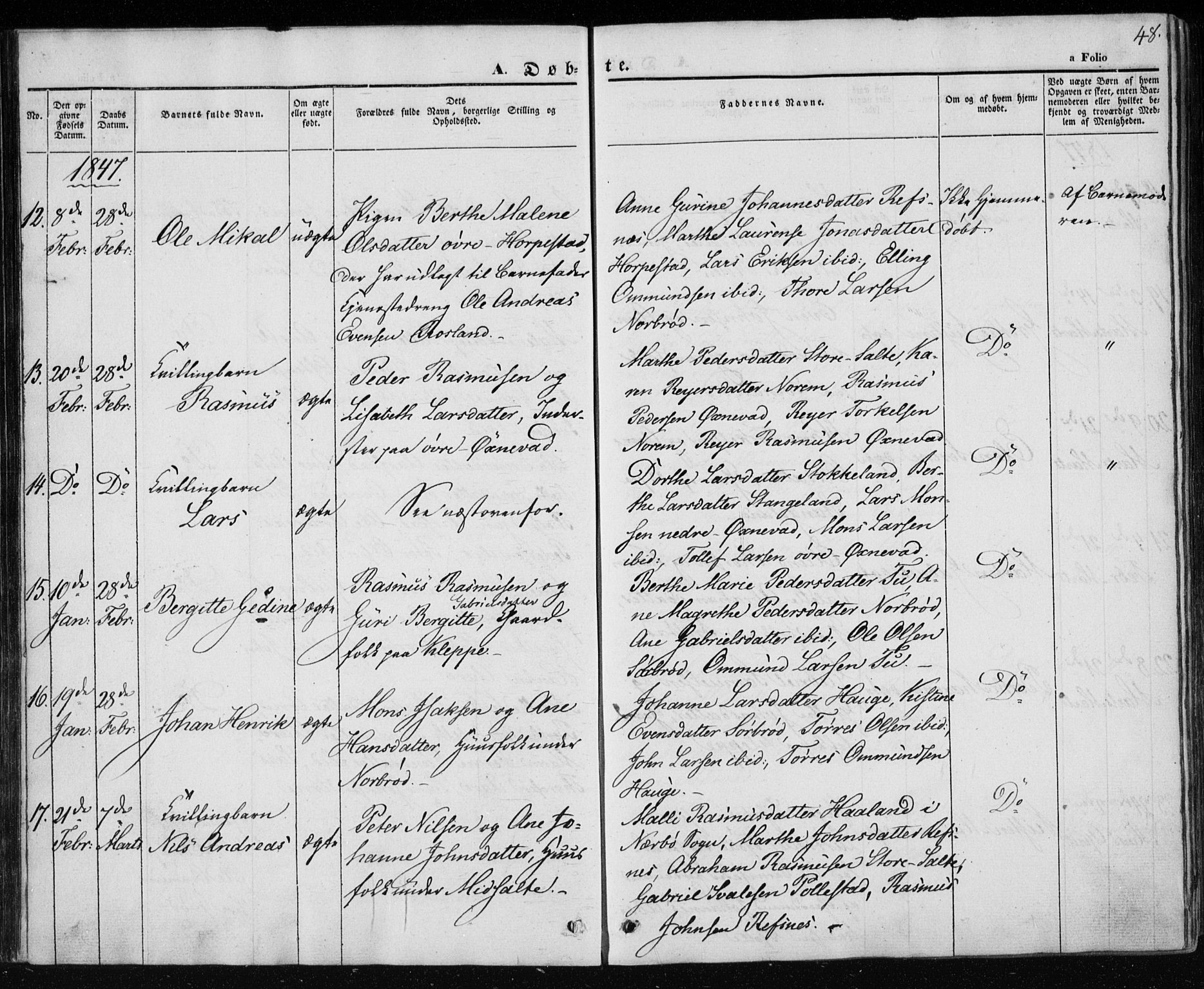 Klepp sokneprestkontor, AV/SAST-A-101803/001/3/30BA/L0004: Parish register (official) no. A 4, 1842-1852, p. 48
