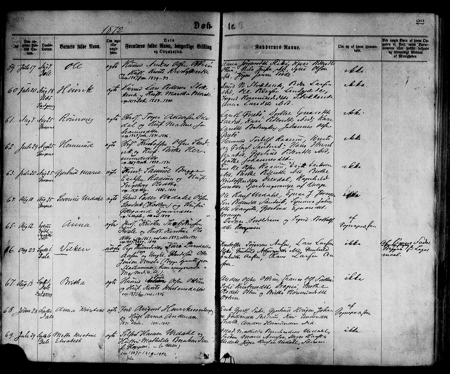 Luster sokneprestembete, AV/SAB-A-81101/H/Haa/Haaa/L0010: Parish register (official) no. A 10, 1871-1886, p. 22