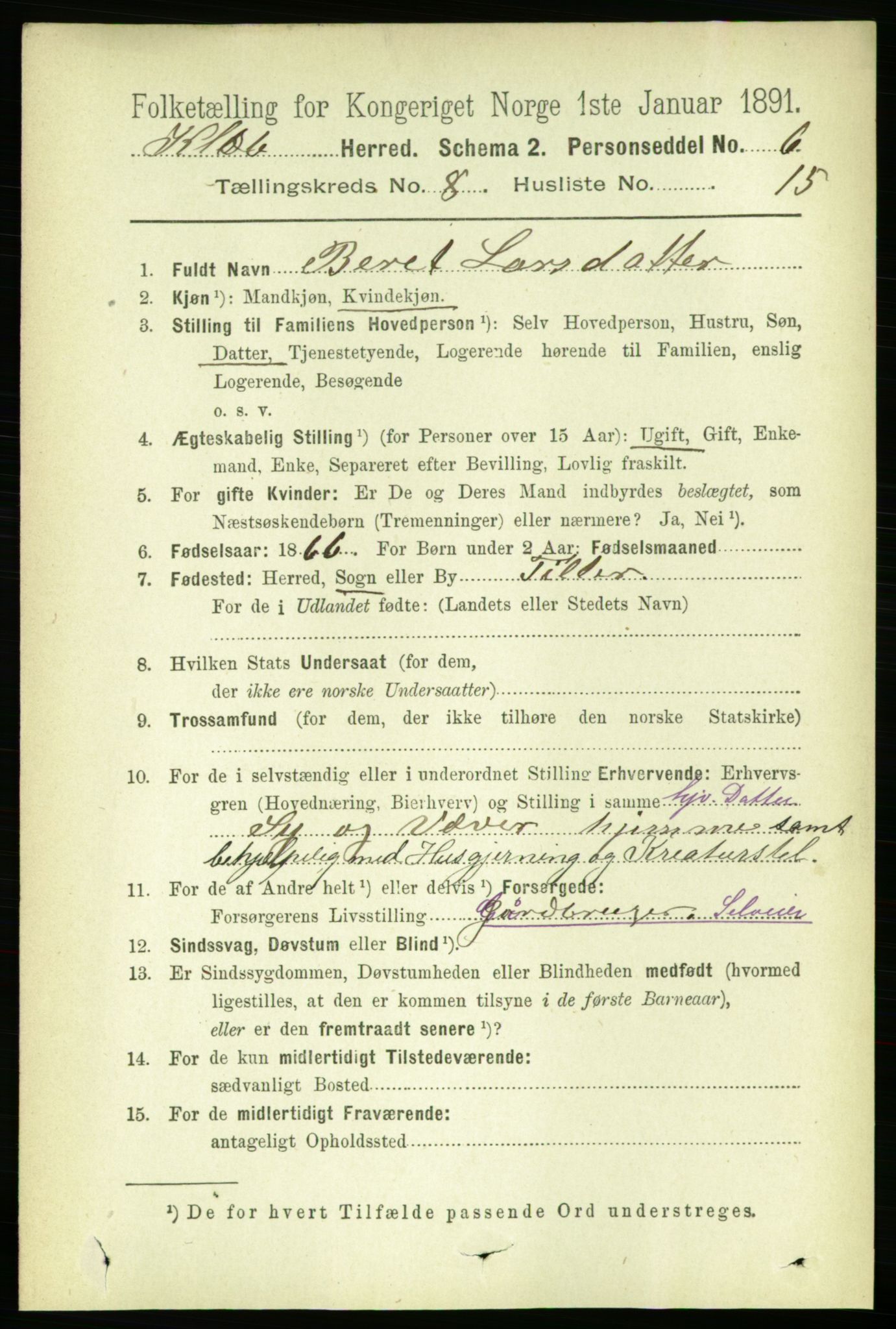 RA, 1891 census for 1662 Klæbu, 1891, p. 1628