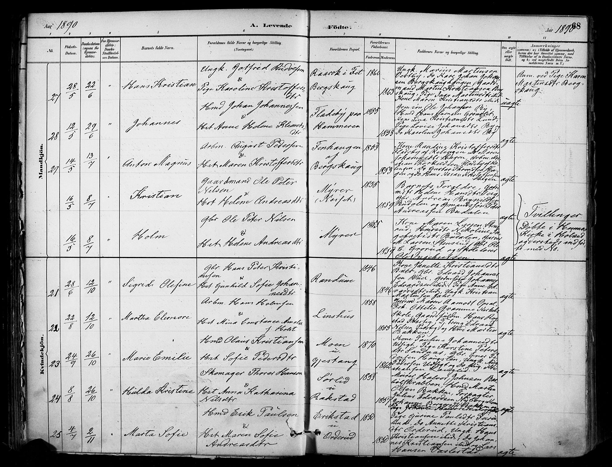 Enebakk prestekontor Kirkebøker, AV/SAO-A-10171c/F/Fa/L0016: Parish register (official) no. I 16, 1883-1898, p. 68