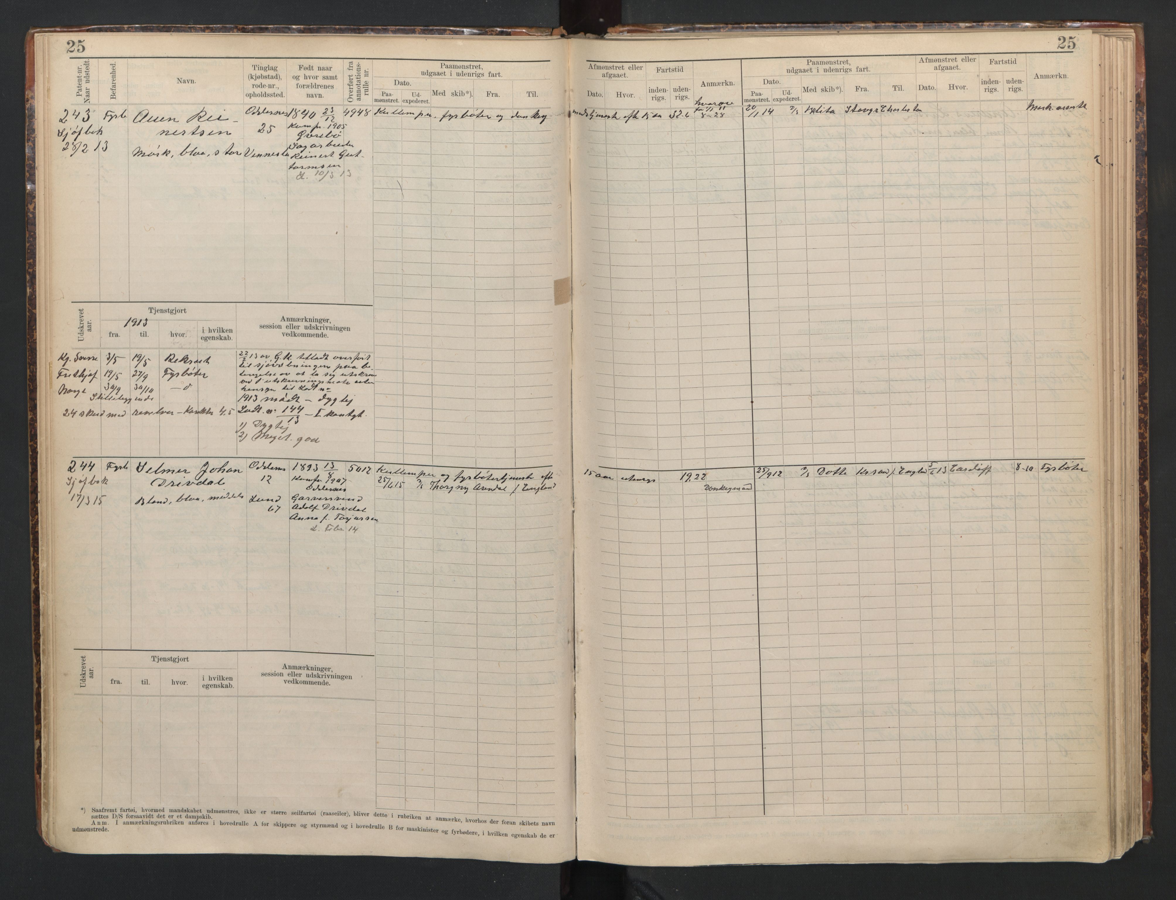 Kristiansand mønstringskrets, AV/SAK-2031-0015/F/Fb/L0012: Hovedrulle B nr 195-603, I-19, 1910-1948, p. 29