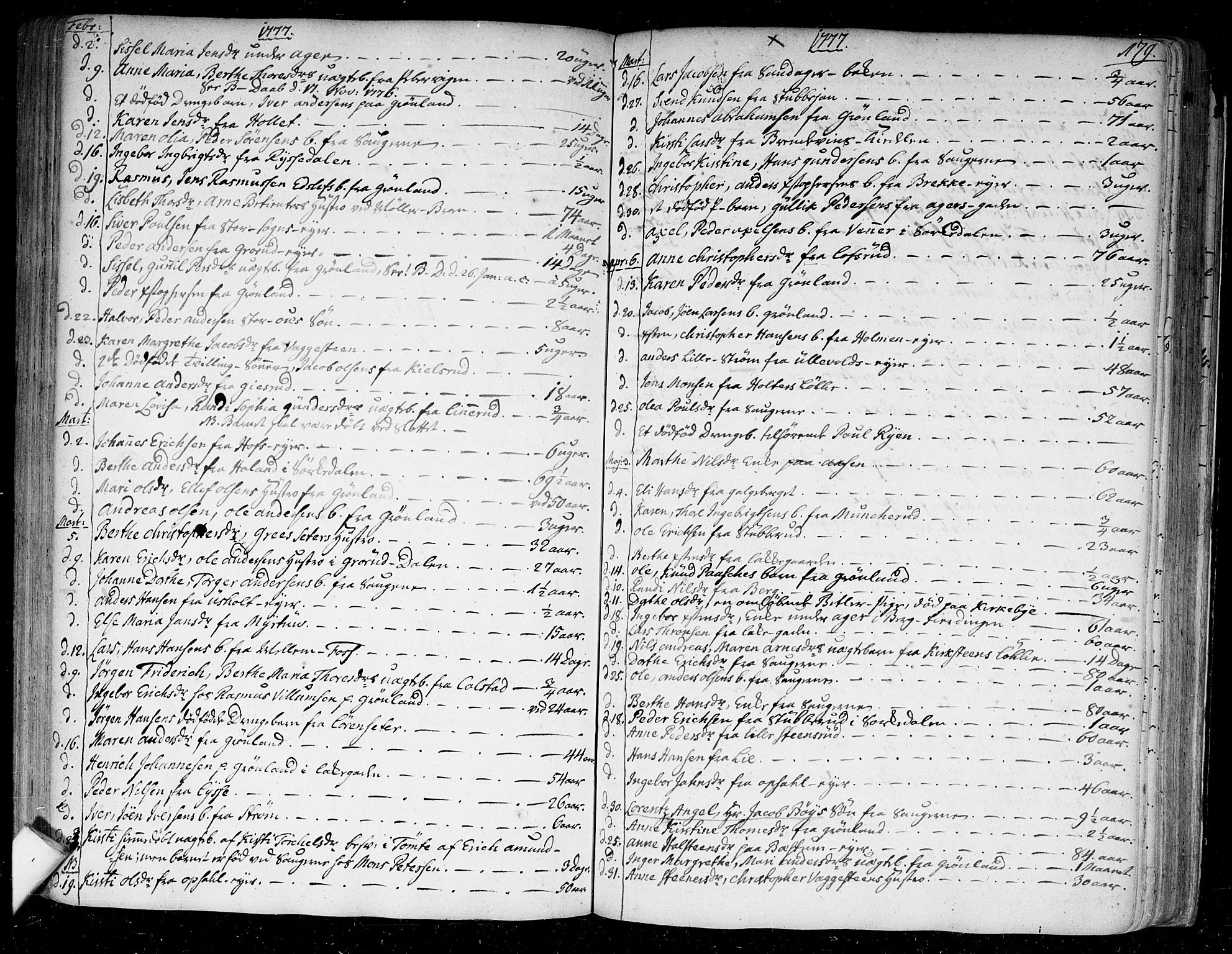 Aker prestekontor kirkebøker, SAO/A-10861/F/L0009: Parish register (official) no. 9, 1765-1785, p. 179