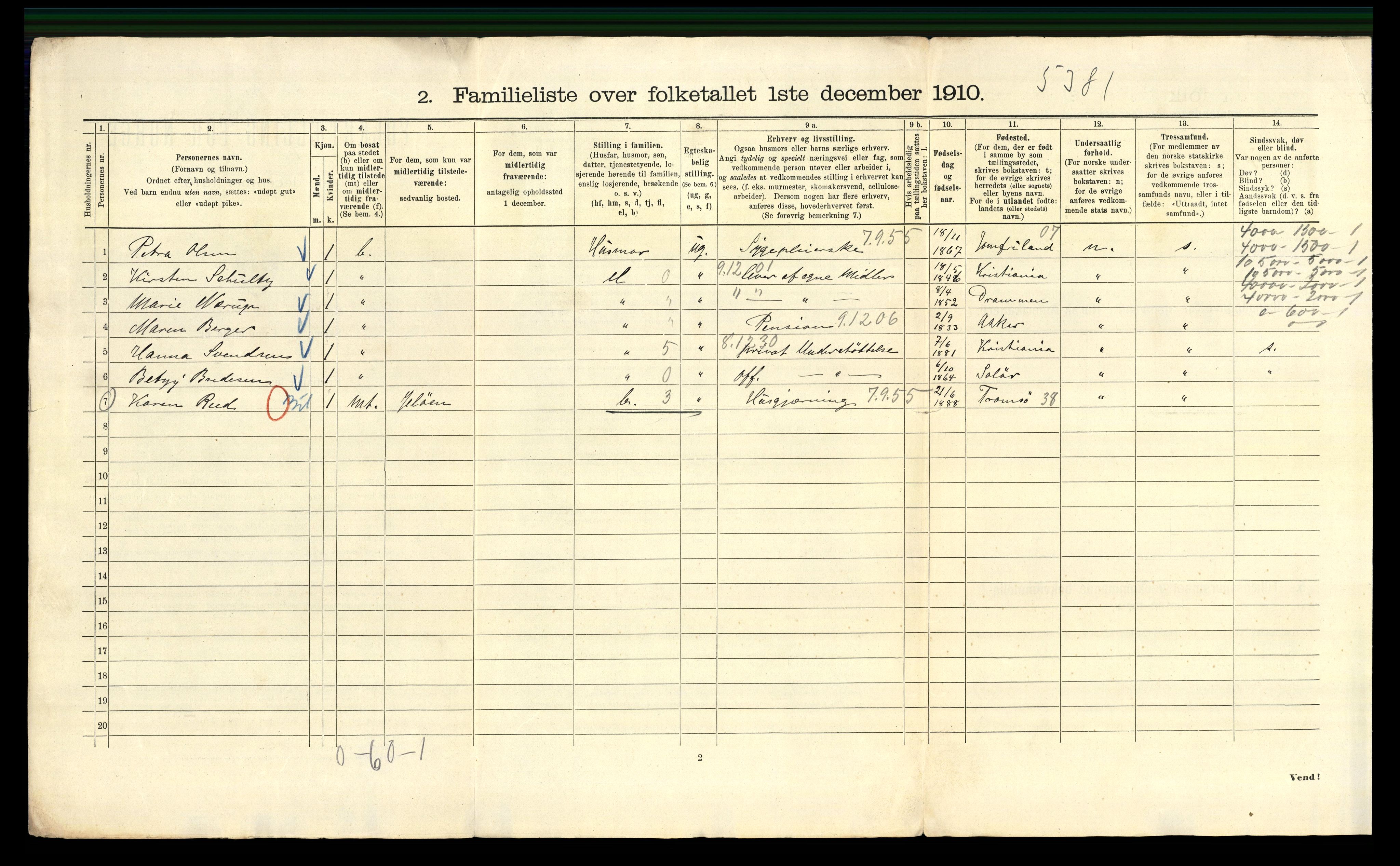 RA, 1910 census for Kristiania, 1910, p. 115656