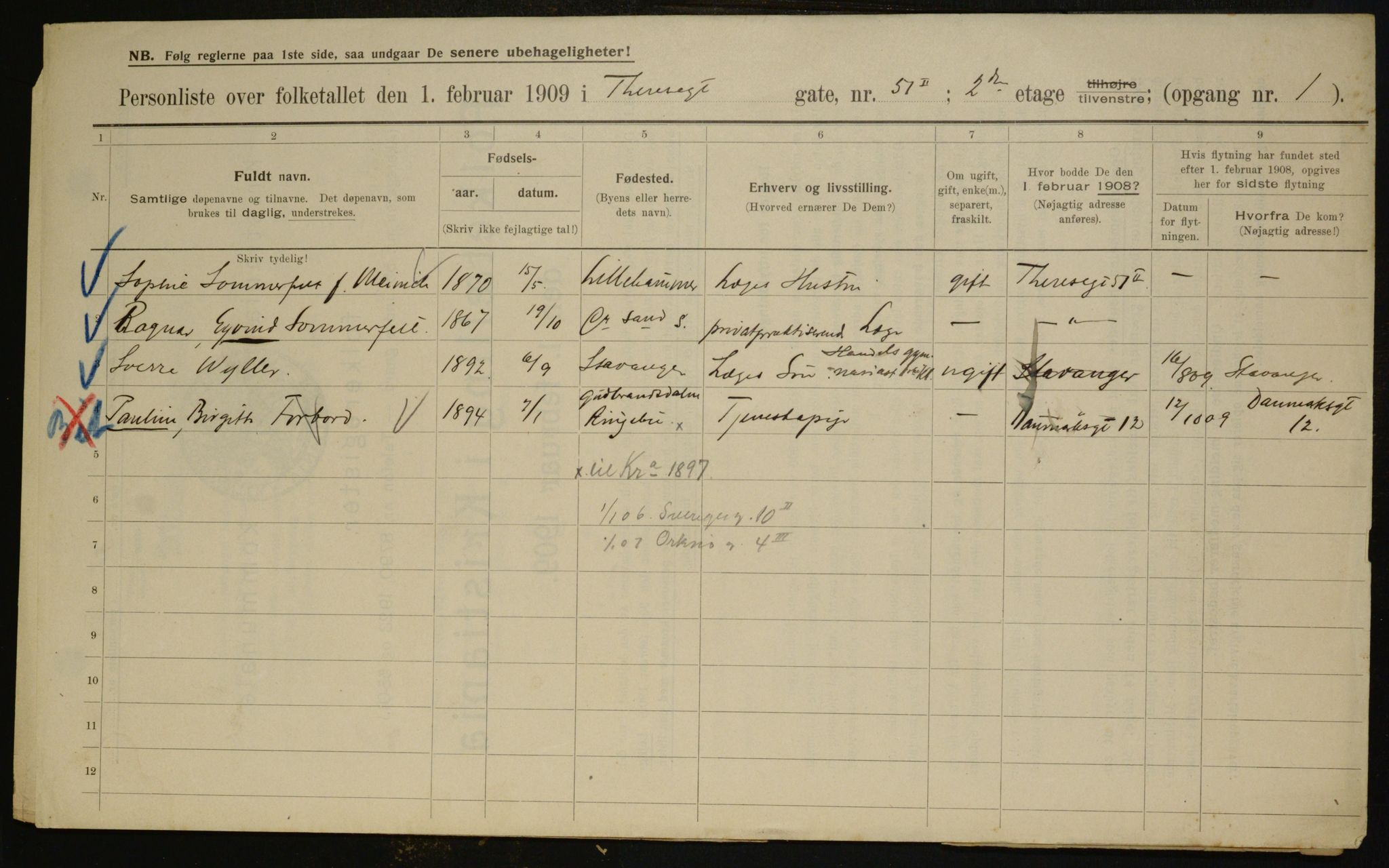 OBA, Municipal Census 1909 for Kristiania, 1909, p. 98650